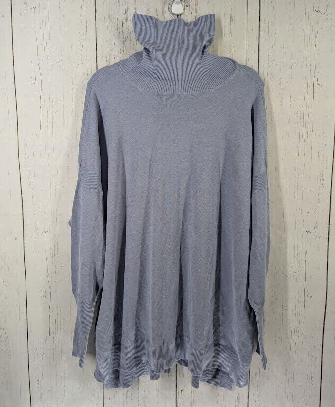 Cato Size 22/24 Light Blue Rayon Nylon Turtleneck Long Sleeve Womens Top NWT