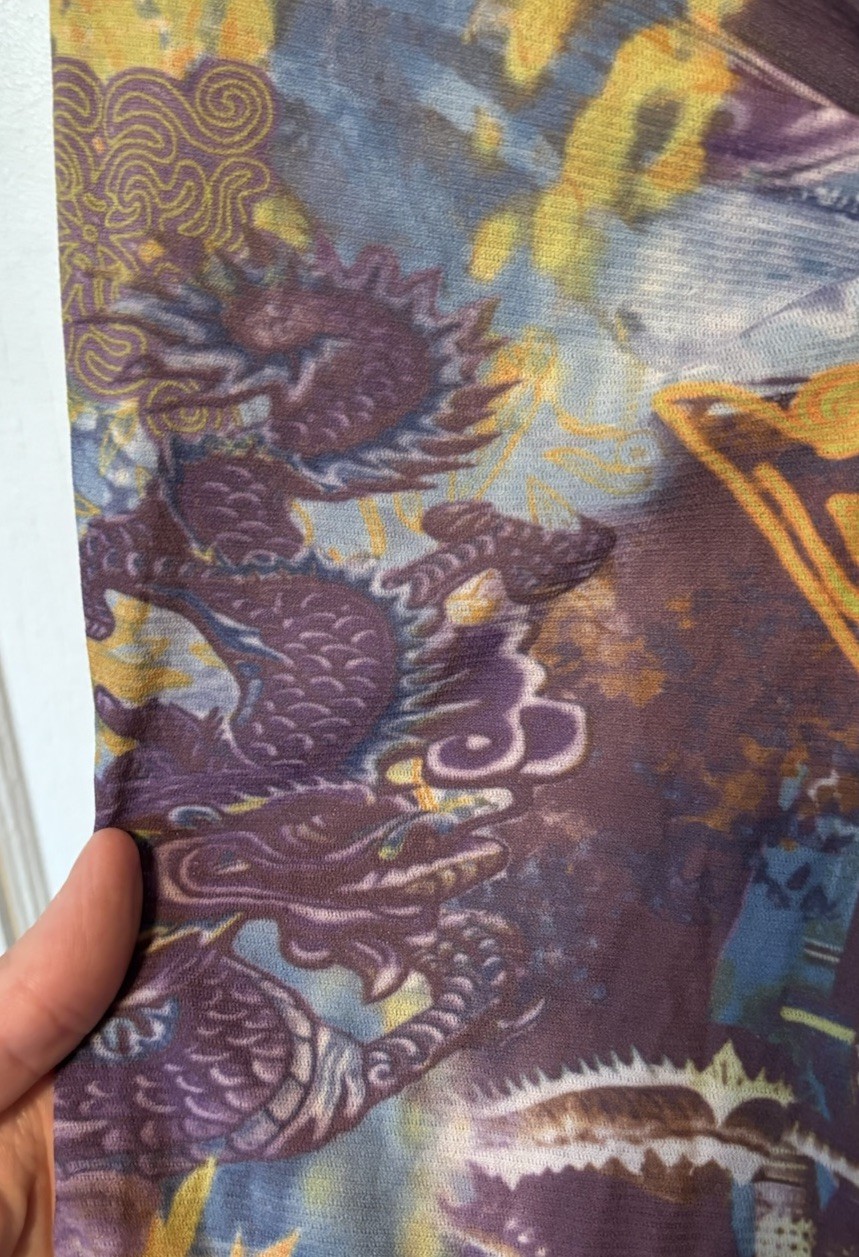Y2k Iz Byer Small (estimated) Mesh Dragon Mixed Print Top
