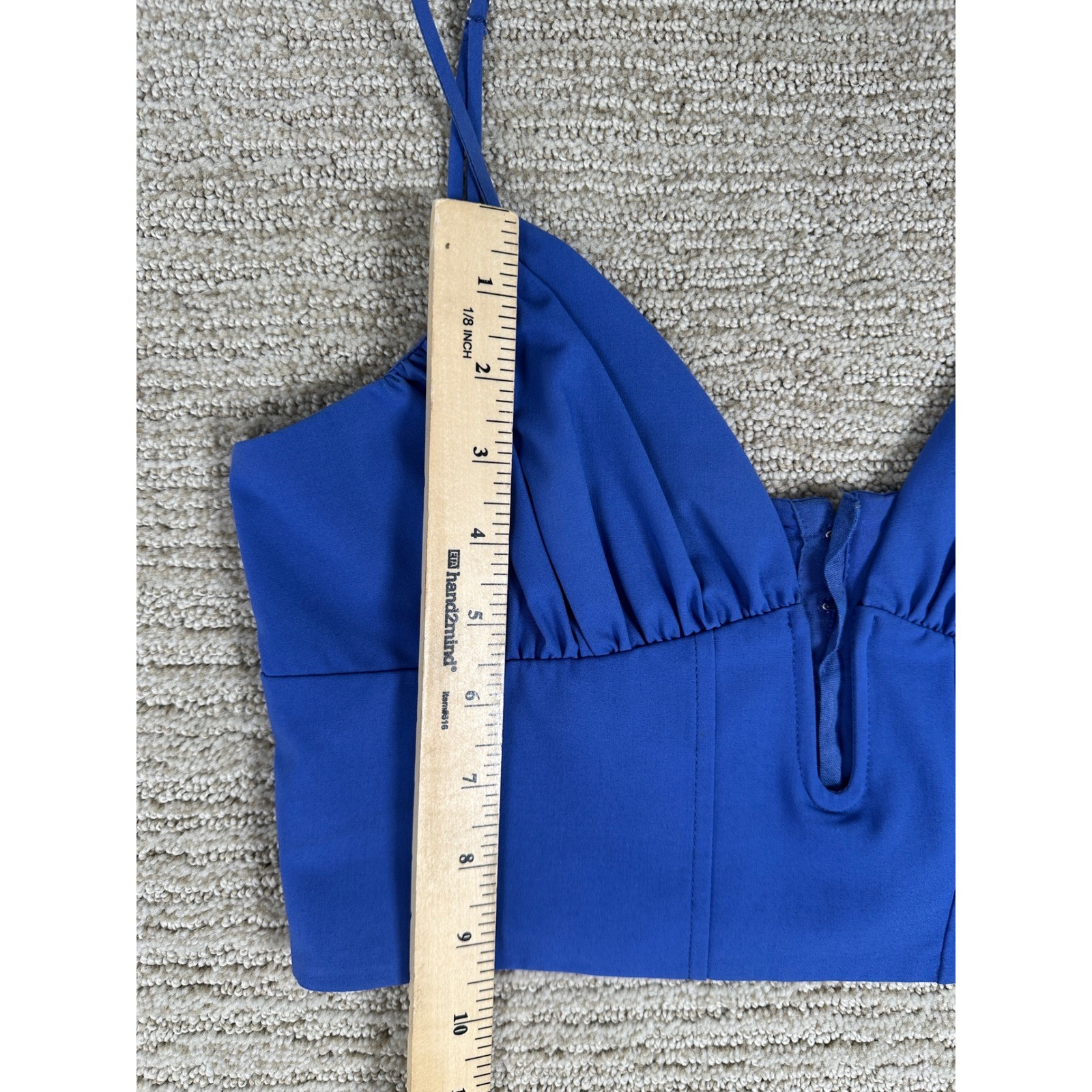 Zara Royal Blue Corset Bustier Crop Top Hook Eye Back Adjustable Straps Medium
