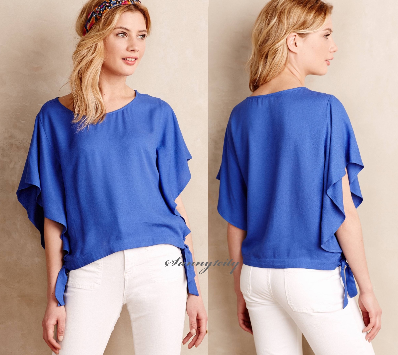 NWT XS S L Anthropologie Manon Kimono Top by Ella Moss Fluttered kimono sleeve