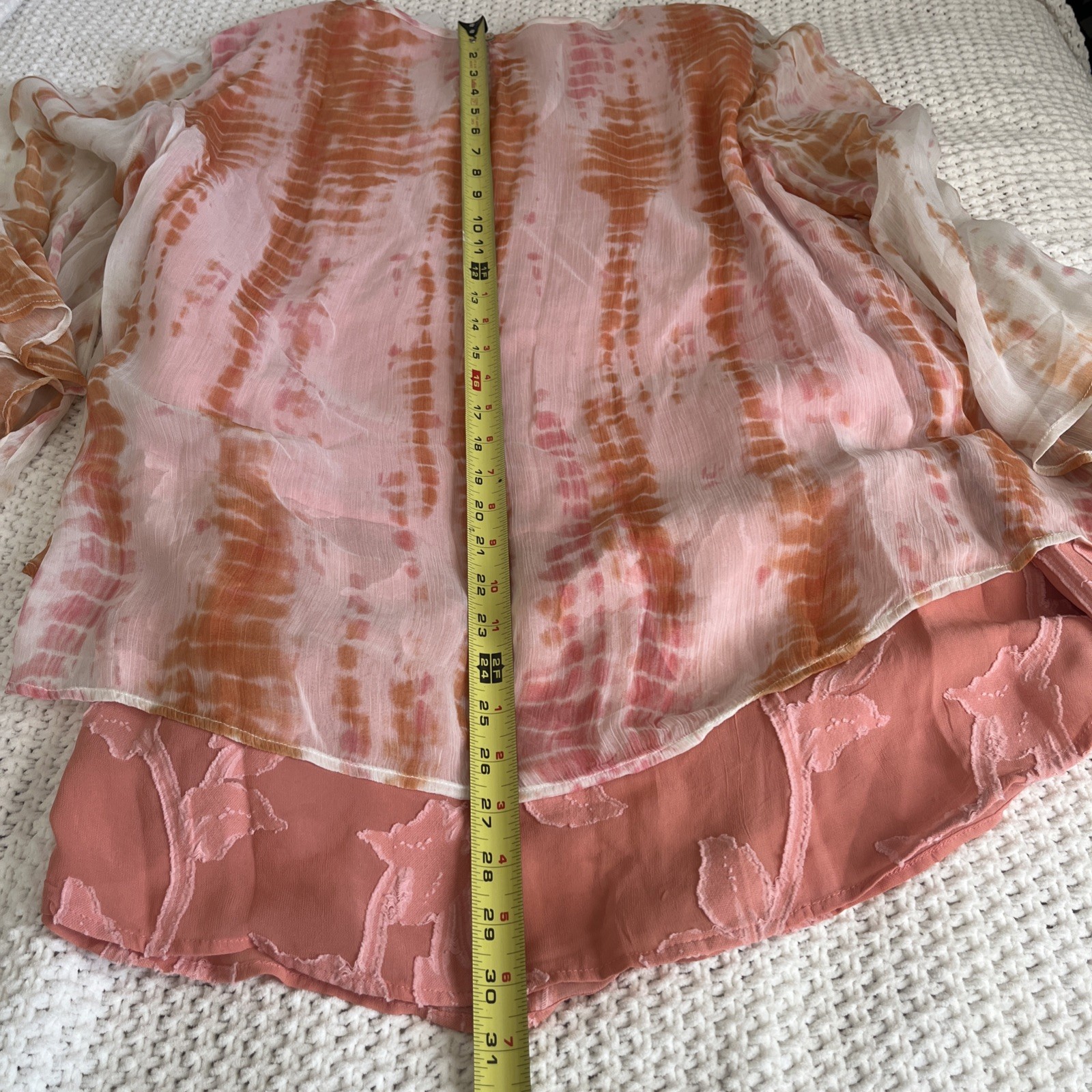 NWT Soft Surroundings Tunic Top 3X Coral Tie Dye High-Low Blouse Resort Vacay