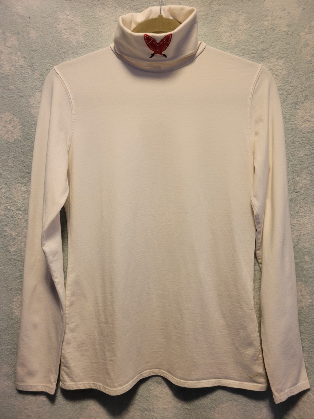 Women Turtleneck Lg White Snow Shoe Long Sleeve Sled Ski Winter Layer Outdoor