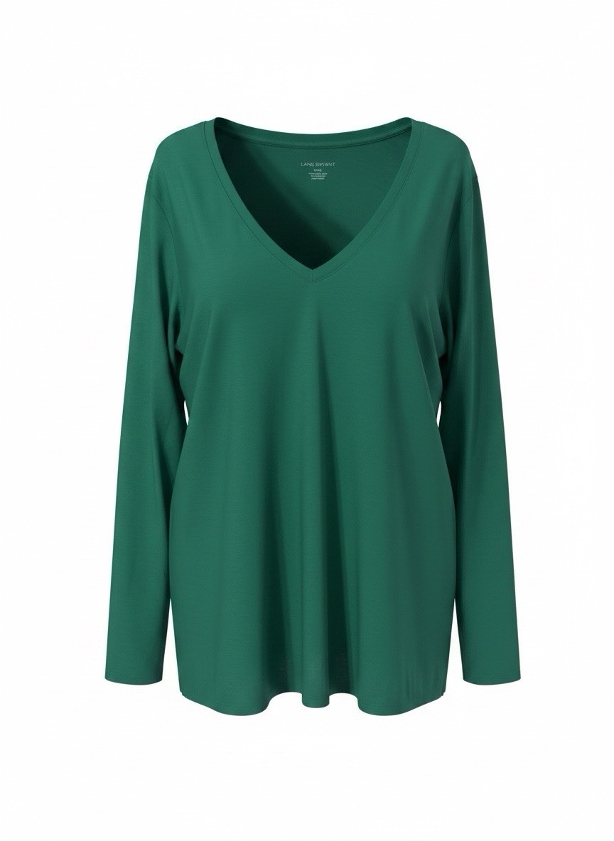Lane Bryant 18/20 Supima Cotton MicroModal Green 3/4 Sleeve Shirt NWT