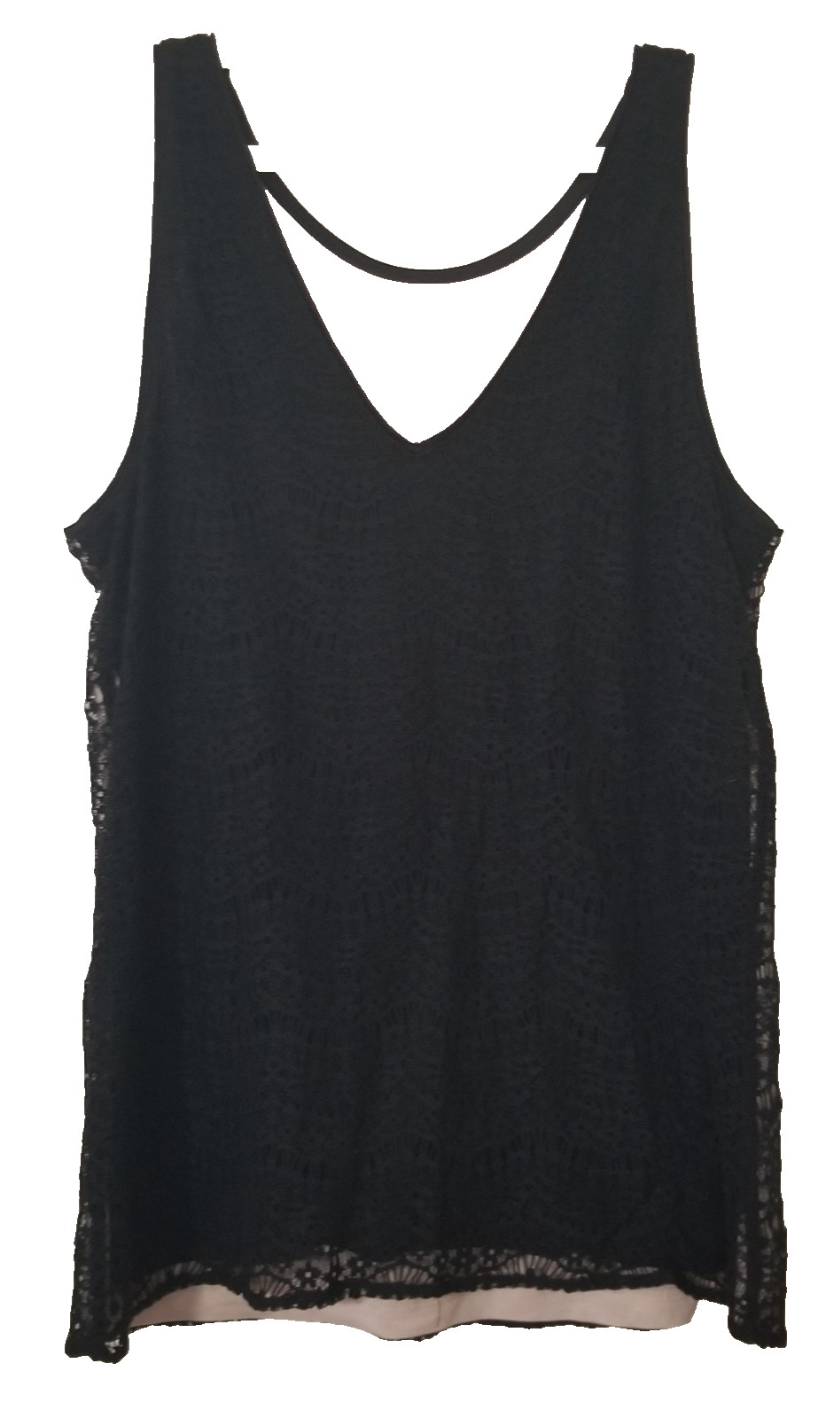 Ann Taylor Black Sleeveless Beaded Shell Cami Blouse Crochet Small Petite Party