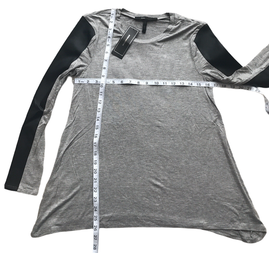 BCBG MAXAZRIA Women´s Heather Grey Combo Long Sleeve Knit Top, Size XS. NWT