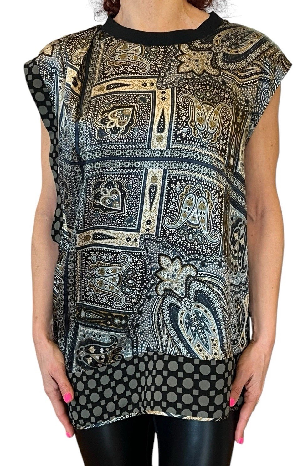 Women’s DAY Birger et Mikkelsen Silk Tunic Top Blouse Paisley Sleeveless 40 L