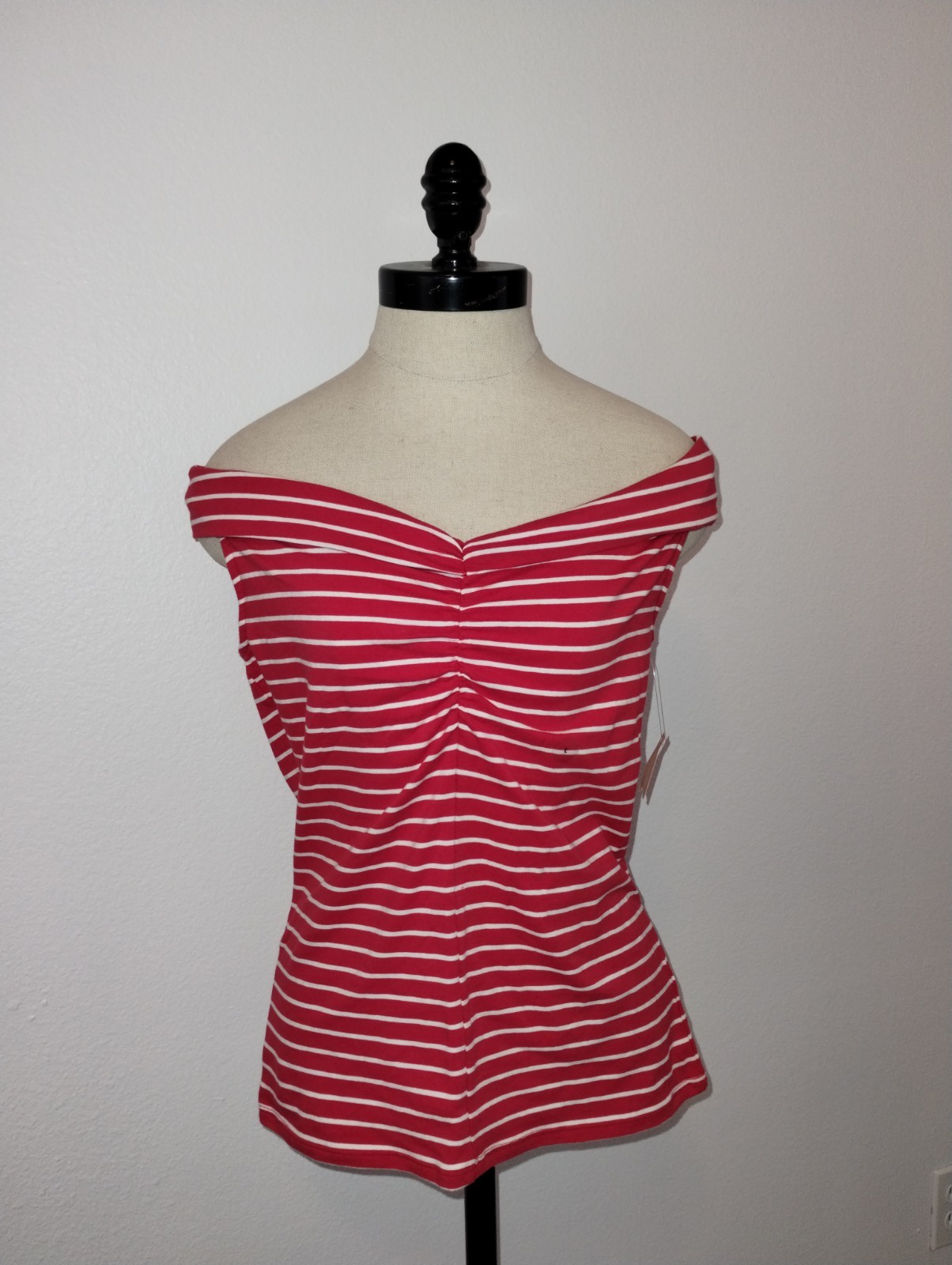 Aeropostale Juniors Red Strapless Blouse White Stripes NEW w/ Tags Large