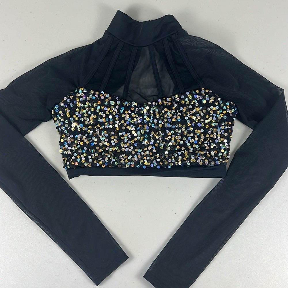 Balera Weissman Dance Cage Strap Sequin Crop Top