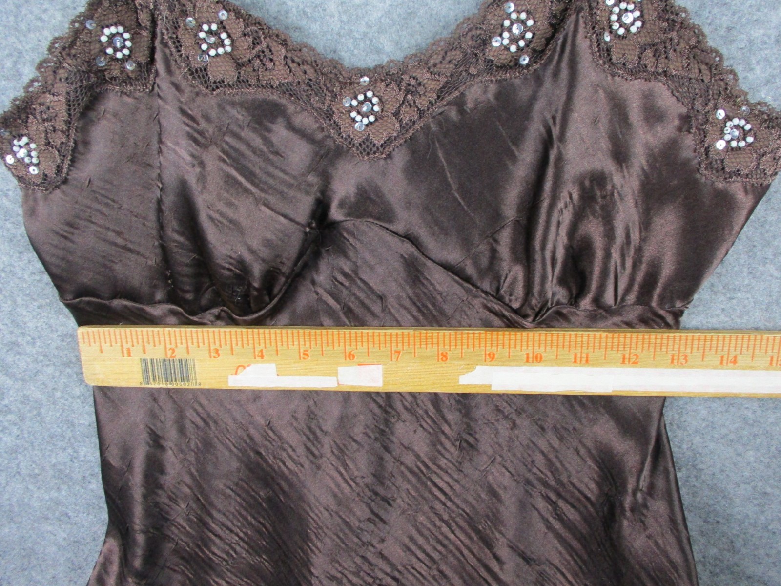 Vintage Cami Women Small Brown Satin Top coquette Grunge Whimsy Babydoll Y2K