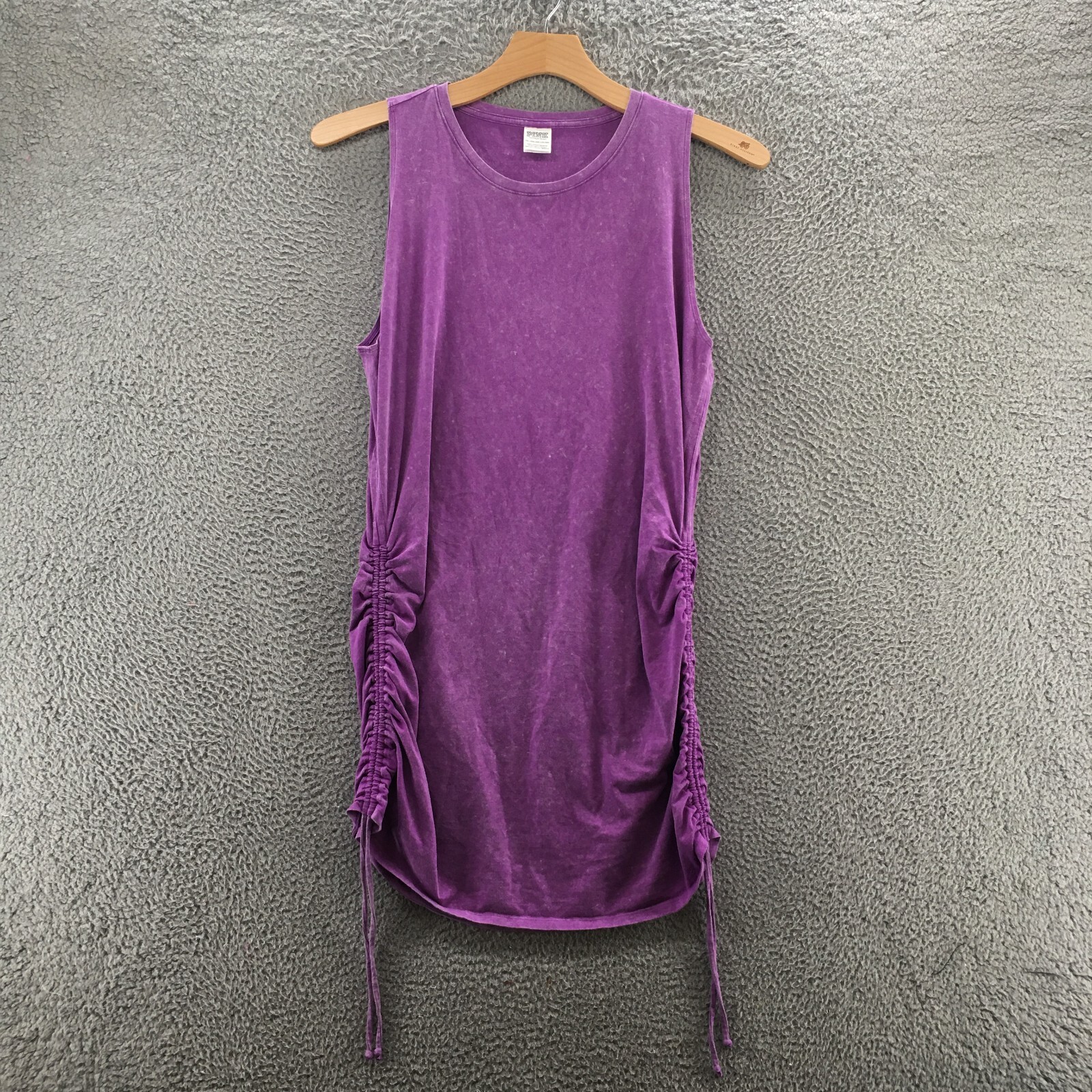 Victoria Secret Pink Cover Up Top Womens XXL Purple Cotton Blend Side Ruched Tie