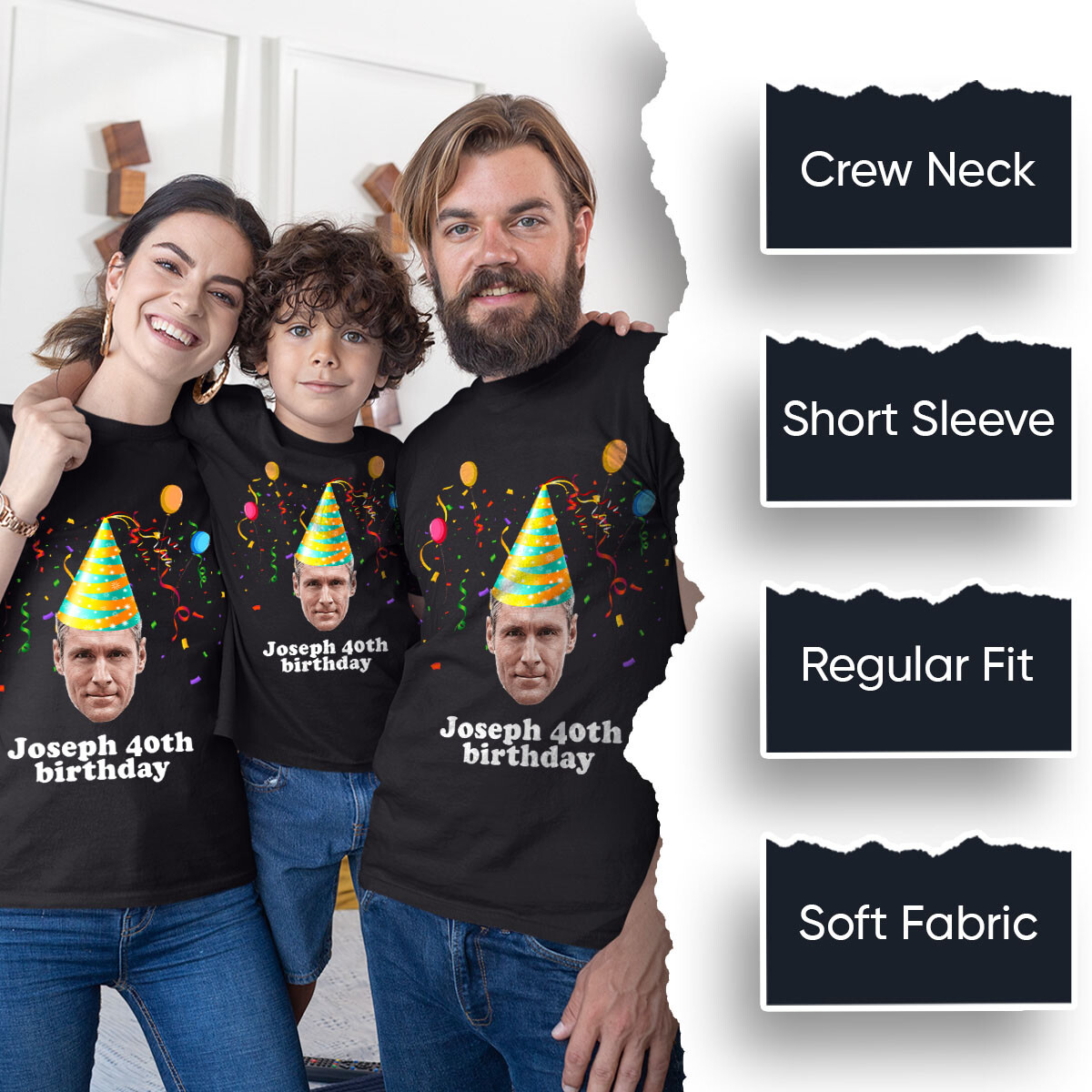 Customisable Photo Birthday T-Shirt Add Name & Age Perfect For Gift #TA-195