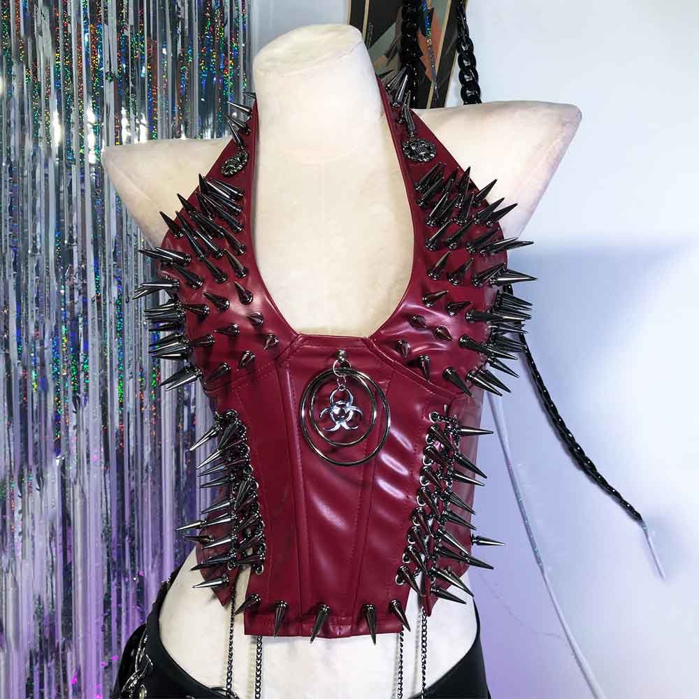 Goth Tops Spiked Gothic Tank Y2K Emo Clothing Punk Rock Clothes Vkei Grunge Q2