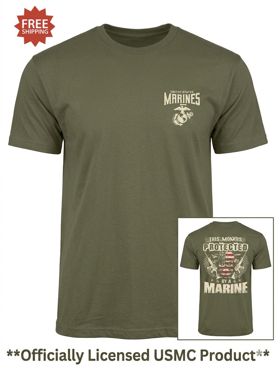 UNITED STATES MARINES USMC “THIS MOM IS PROTECTED BY A MARINE” T-Shirt – Sz XL