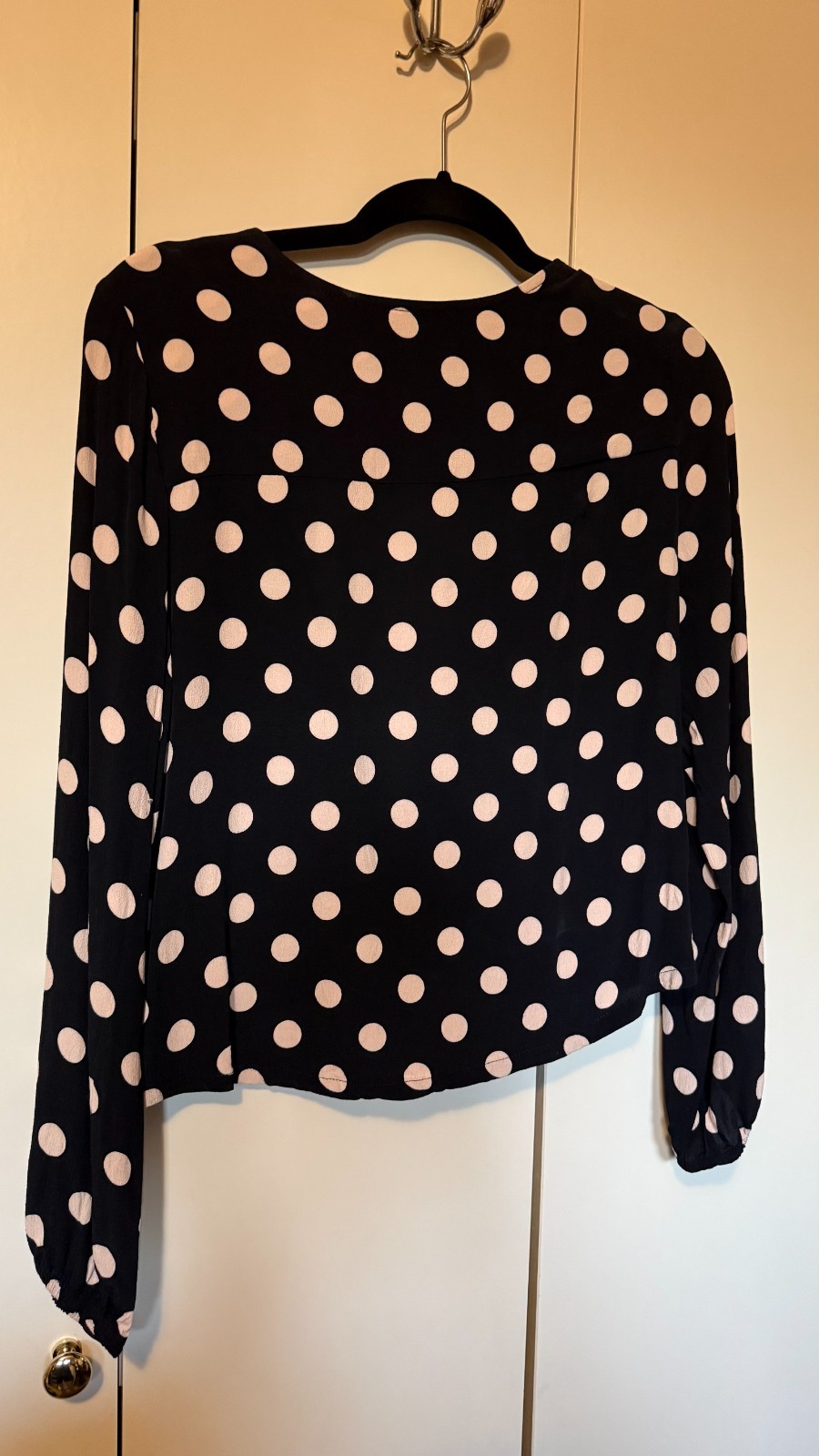 Sanctuary Black Pink Polka Dot Wrap Blouse Size S