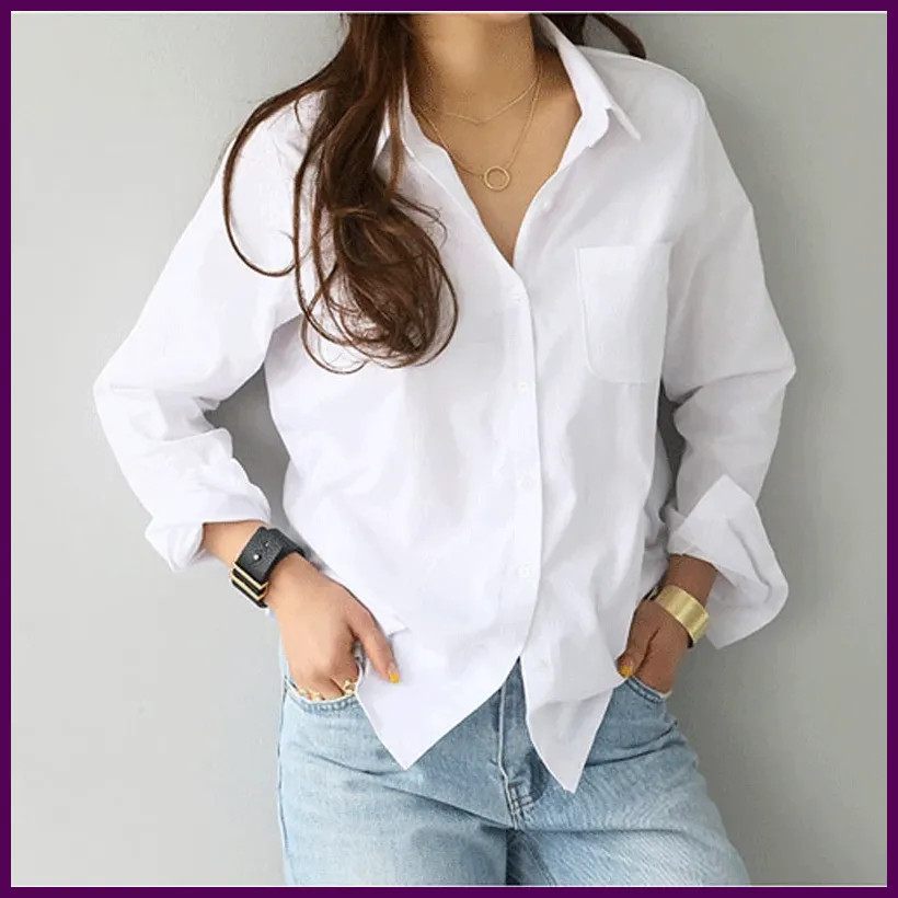 Cotton Blouse White Shirt Fashion Women Blusas Mujer De Moda OL Style Tops