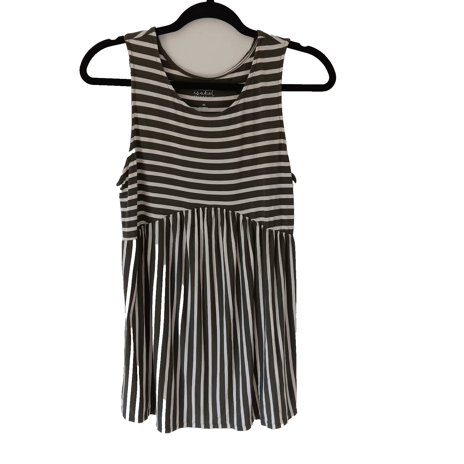 Isabel Maternity Tank XS Striped Green Sleeveless Stretch Top Casual