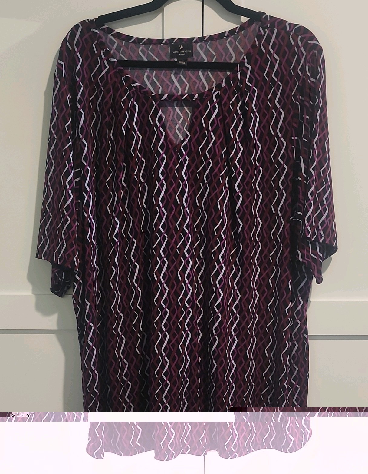Womens Plus Size 2X Worthington Blouse Cute Neckline Long