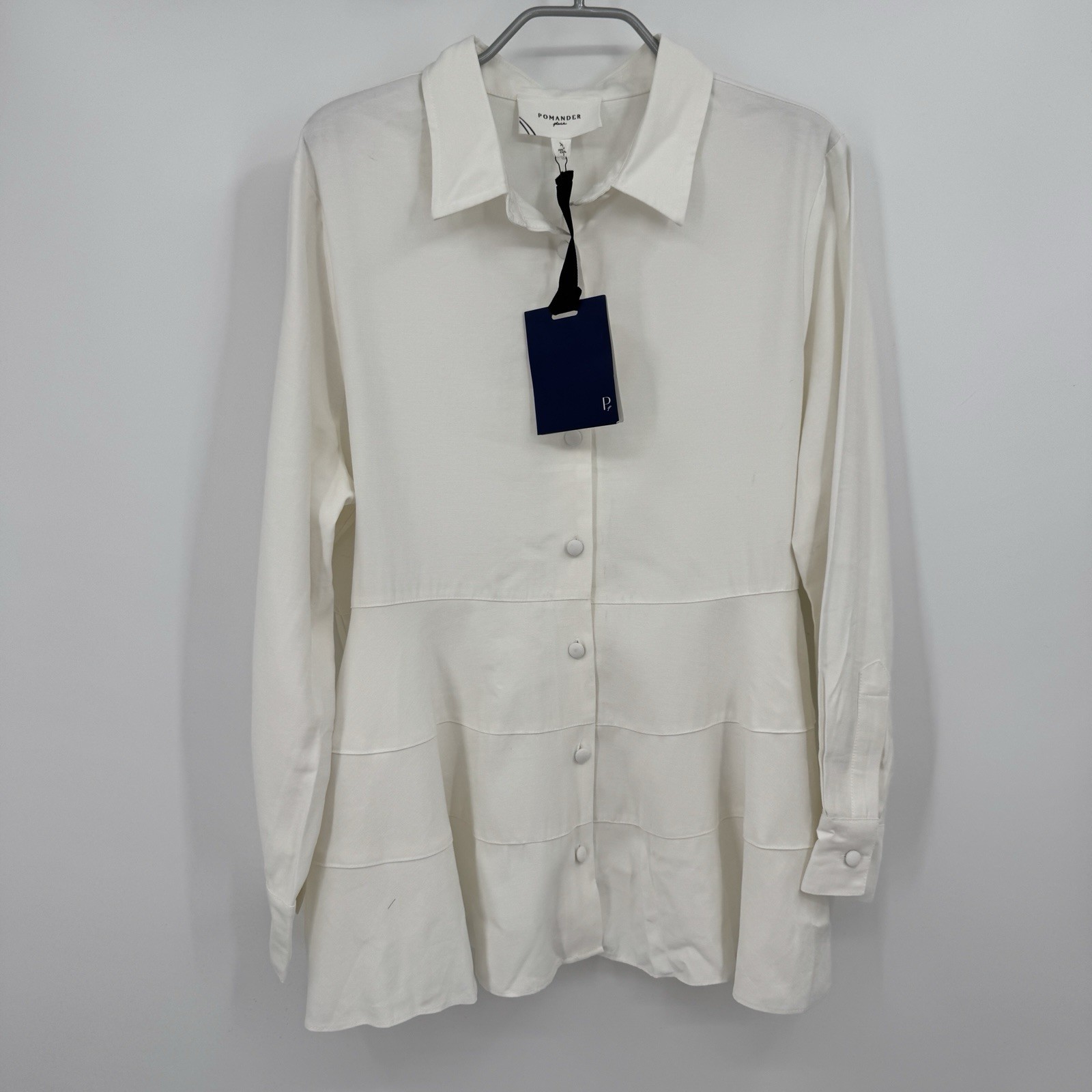 Pomander Place by Tuckernuck White Ashlen Blouse sz XL Womens Button Front Flare