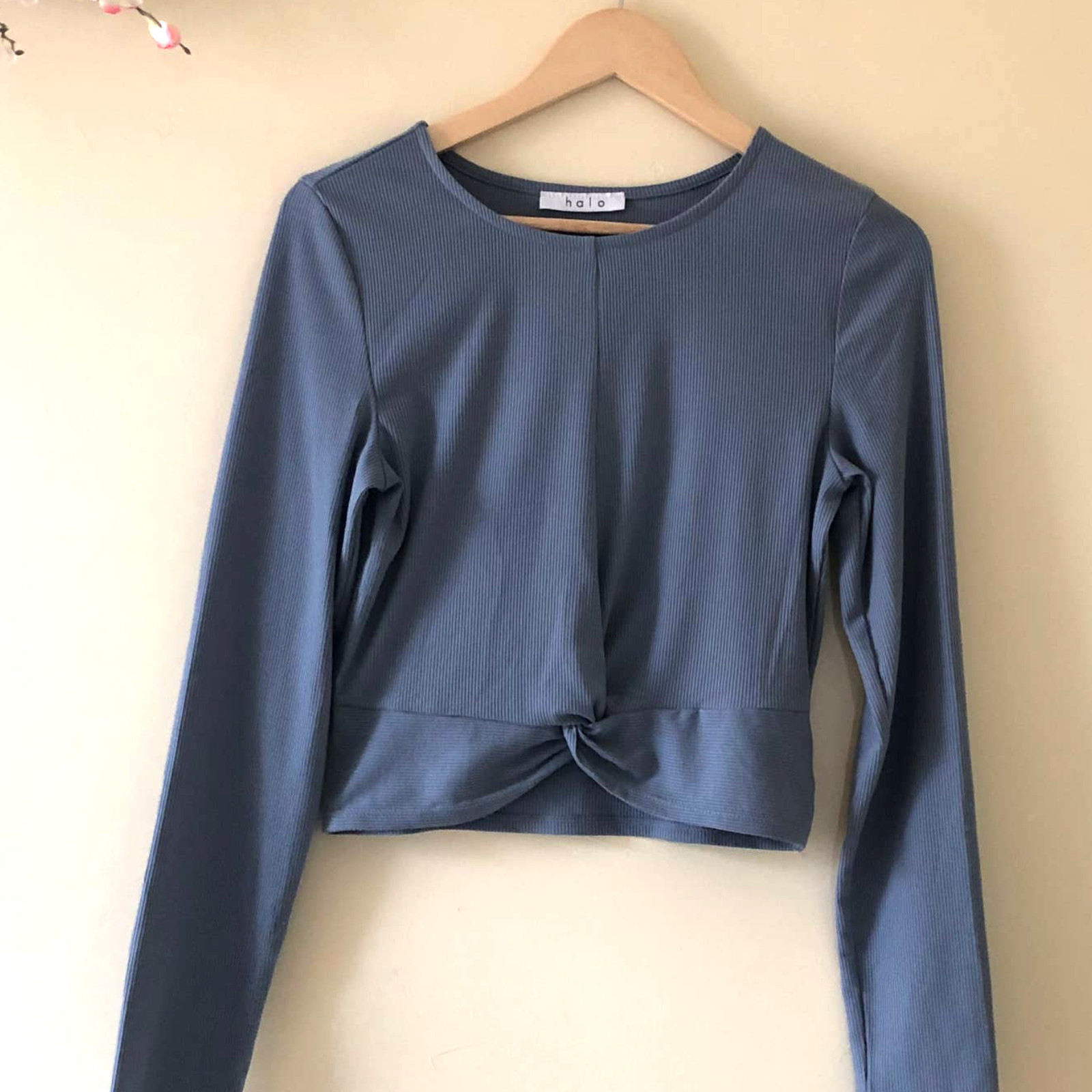 Halo Top Rib Crop Long Sleeve Blue Size L