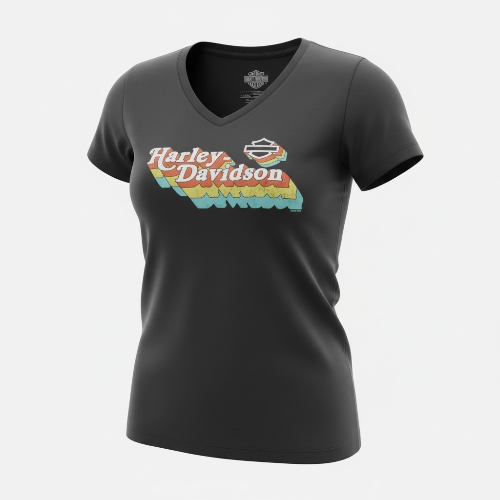 Harley Davidson Women’s T-Shirt Black Pocono Mountain Vintage Color Graphic XL