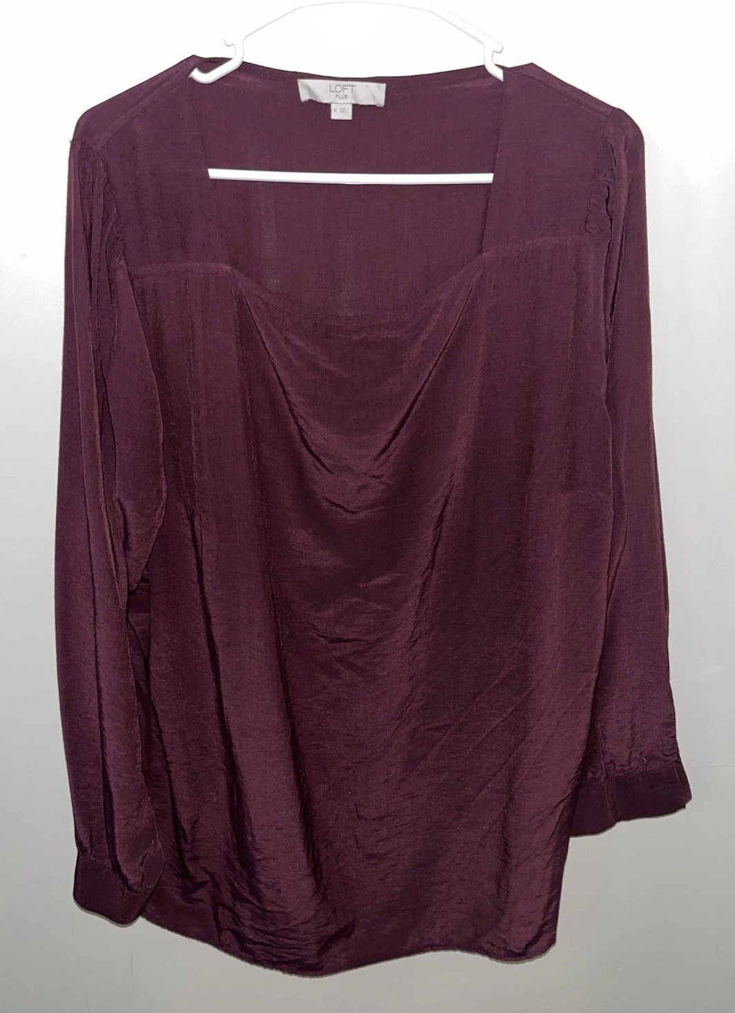 Loft Maroon Long Sleeve Blouse Size 16 Womens Top EUC Work Career Office Preppy