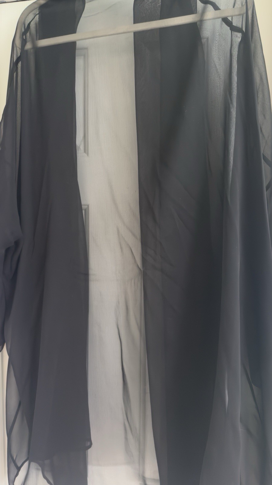 Harari 100% Silk Black Sheer Kimono Cardigan Jacket One Size