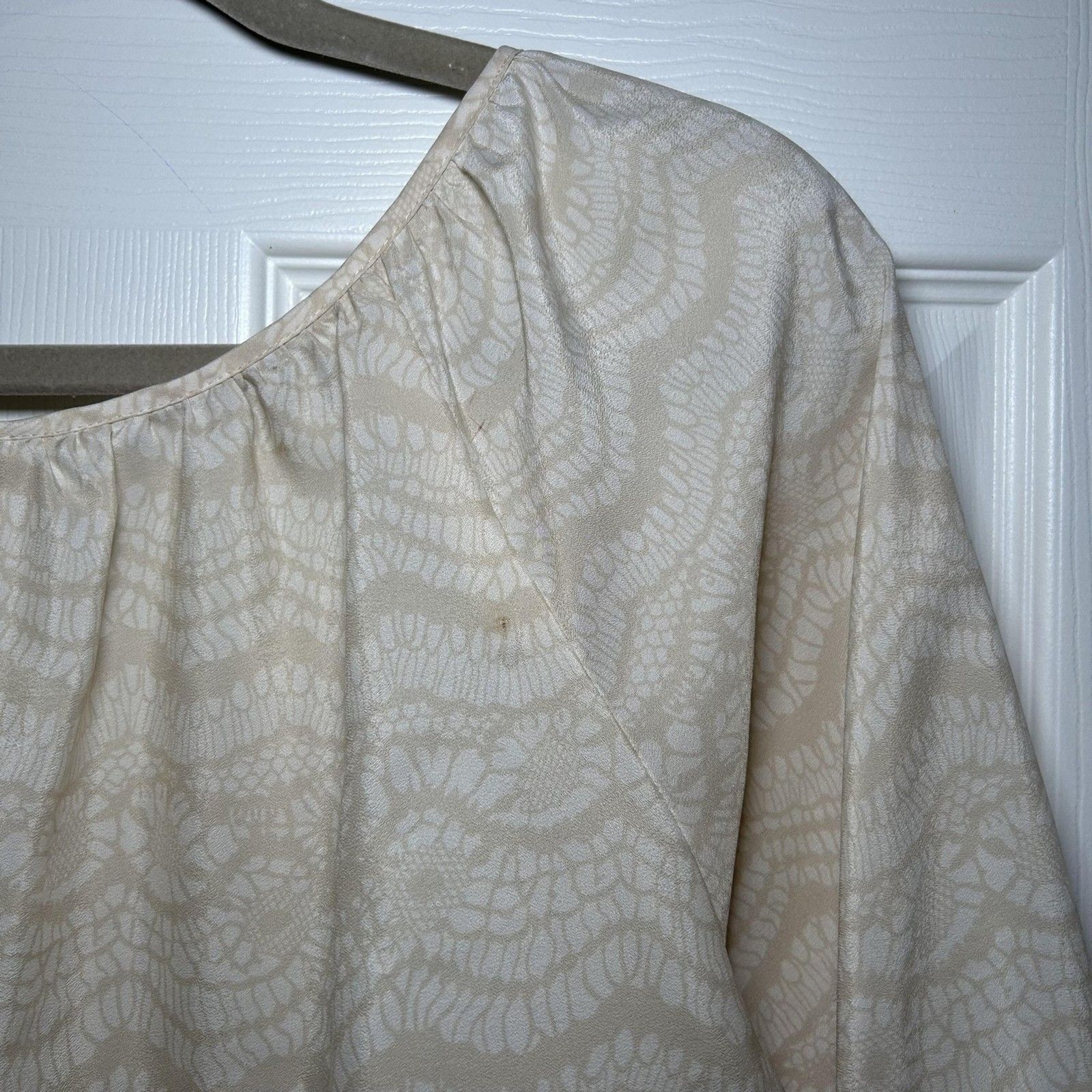 Covington Blouse Women’s XLP White Geometric Rhinestone Scoop Neck Tunic Top