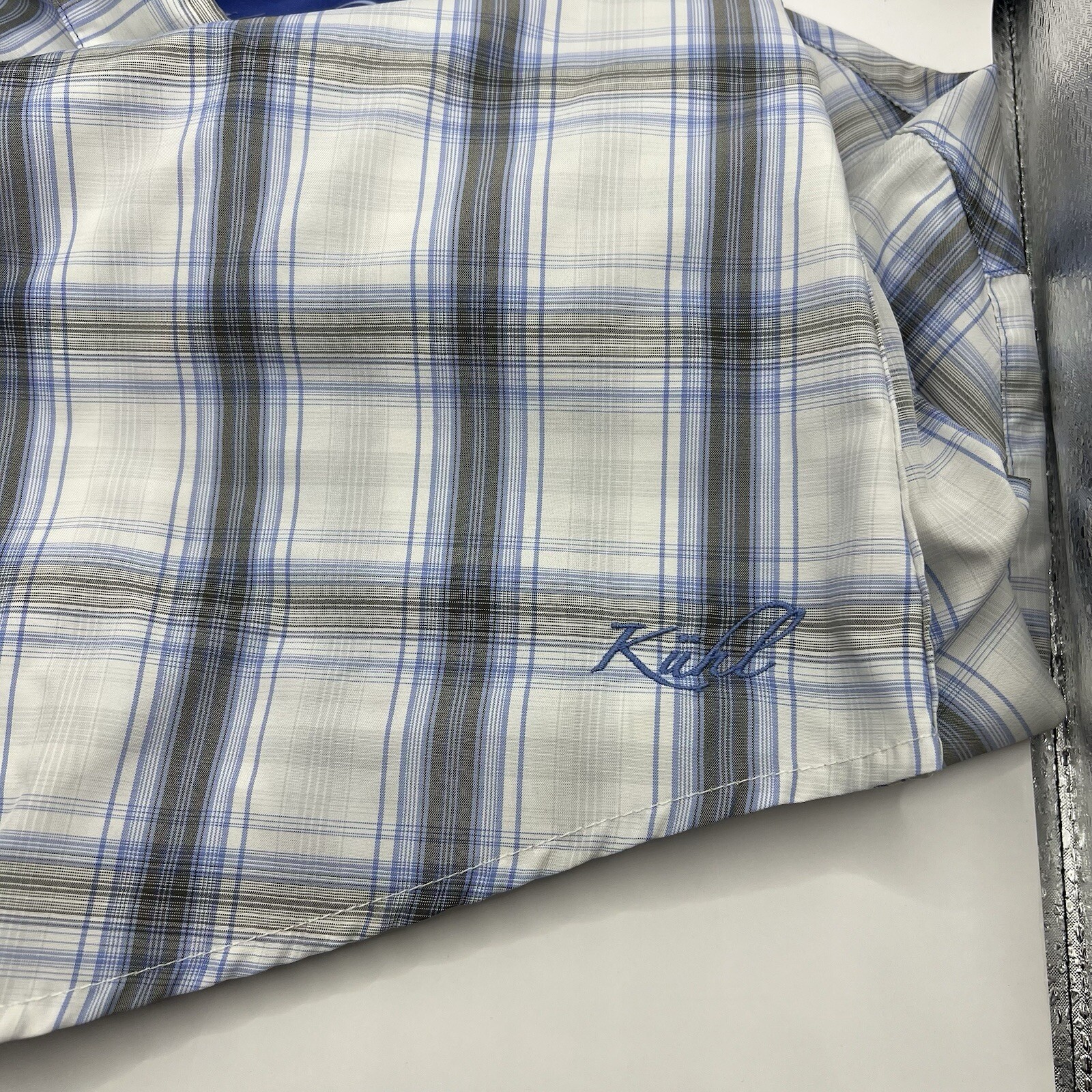 Kuhl Ionik Shirt Womens Medium Plaid Sun Protect Odor Resist Outdoor Gorpcore