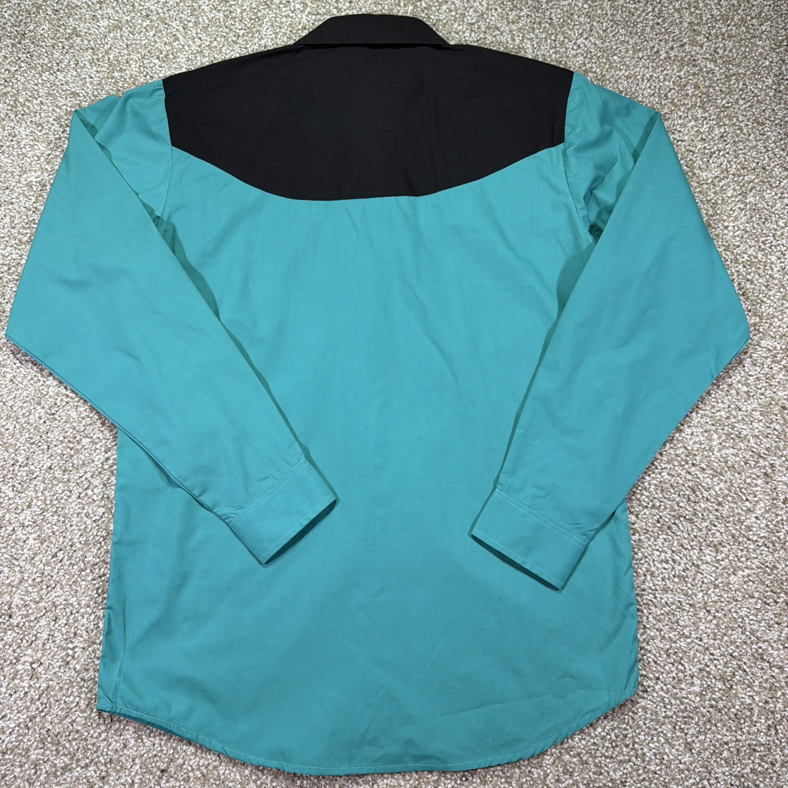 Vtg Crazy Cowgirl Pearl Snap Button Up Shirt New Old Stock Sz M Teal Rockabilly