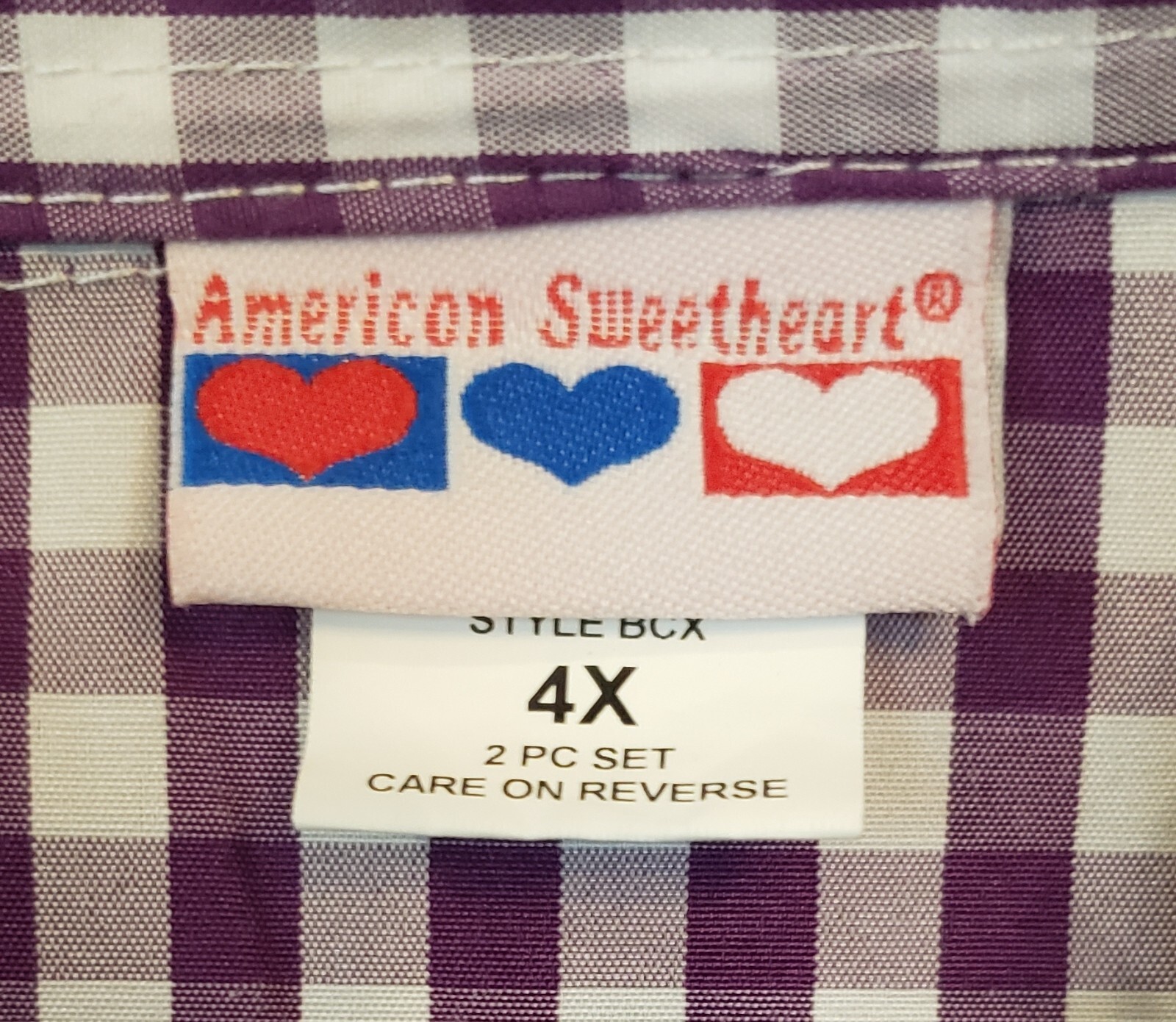 4XL American Sweetheart 2-Piece Women Purple Check Tank Button Up Top Shirt 4X