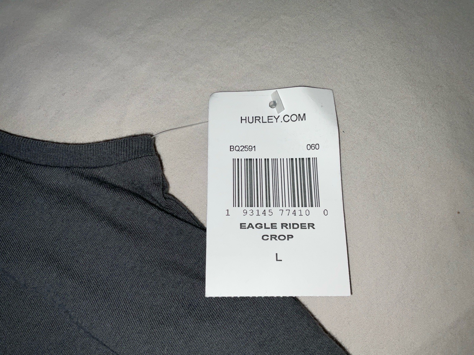 NWT Women’s Hurley Surf Co. USA Eagle Rider Cut Off Crop Tank Top Gray – Large