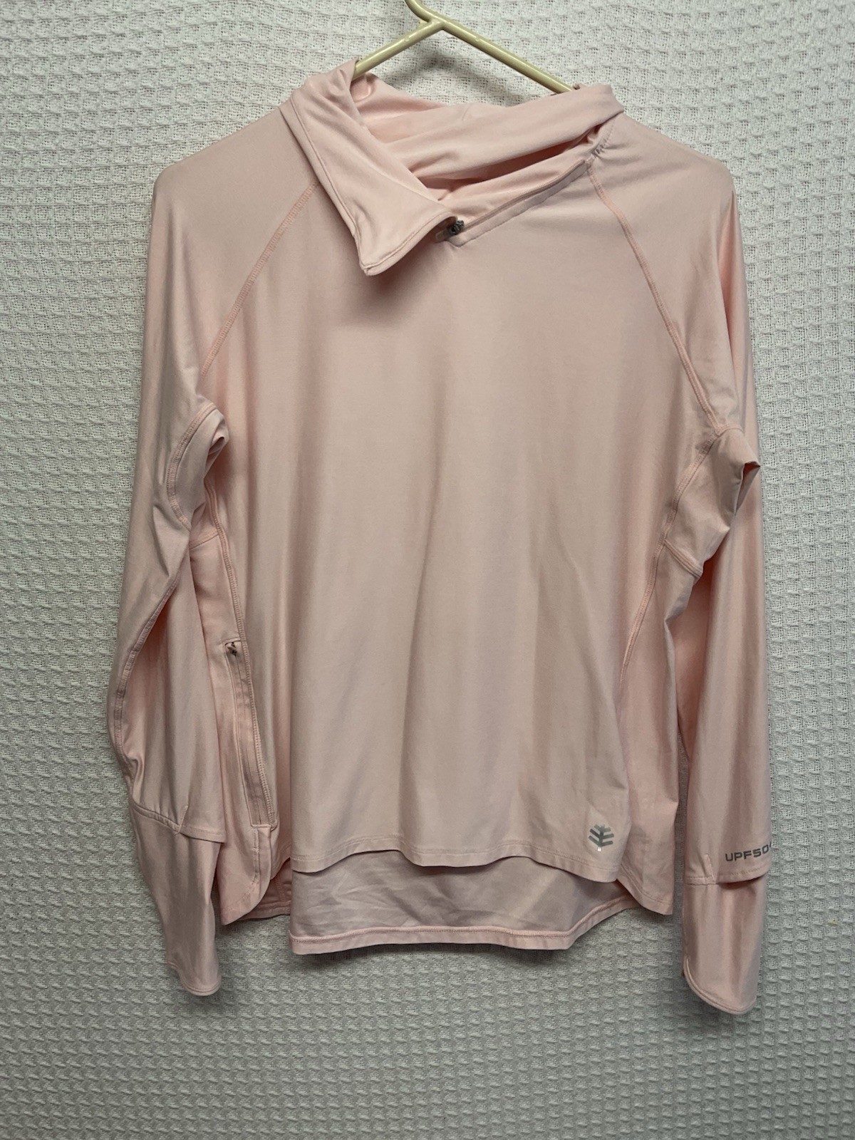Coolibar Relay Pullover Top Long Sleeve UPF 50+ Beach Orange Mock Neck Medium