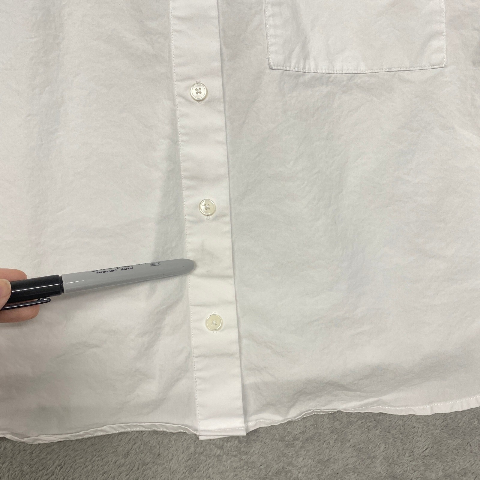 Madewell Top XL White Straight Hem Short Sleeve Shirt in Poplin Button NZ454