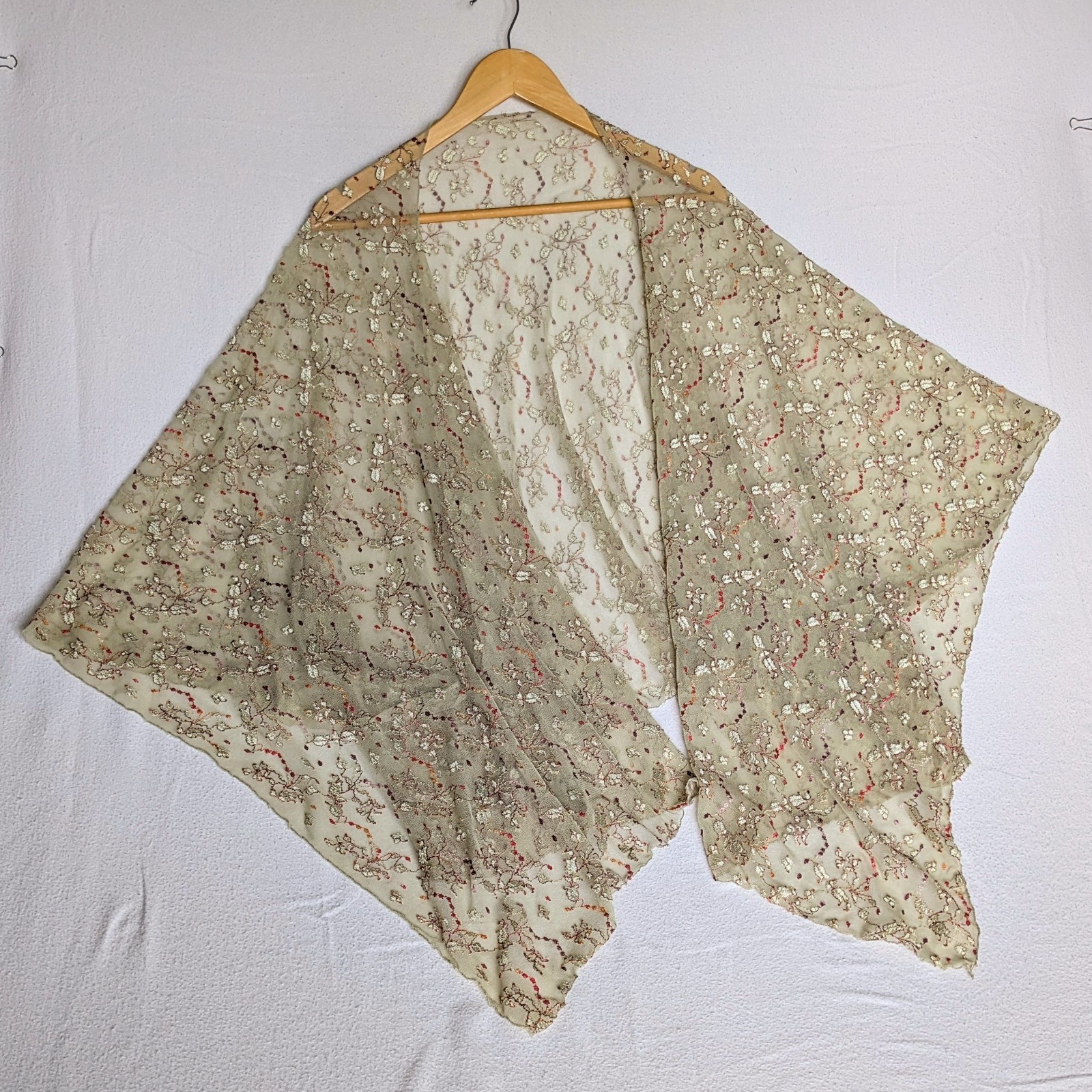 Sage Gray Lace Embroidery Floral Kimono Sheer Cardigan Open Boho Cover Up Duster