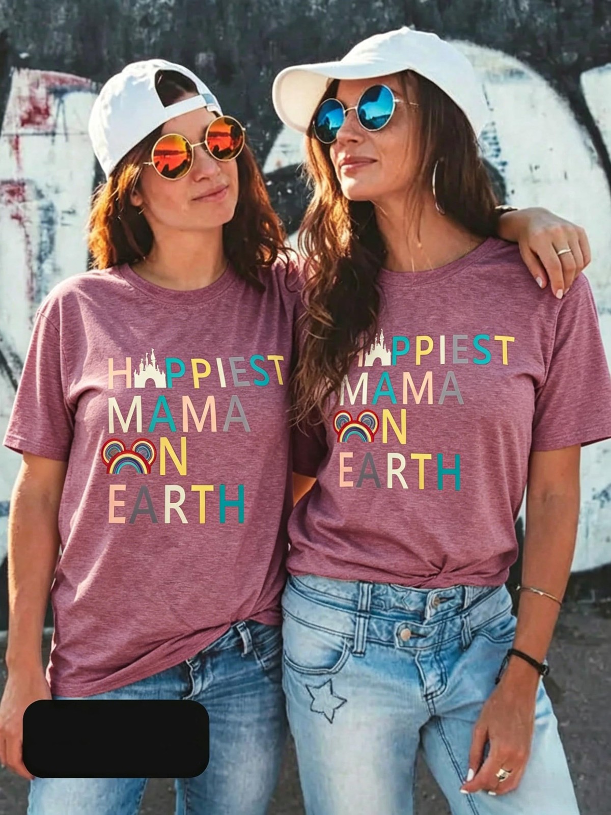 Women’s Magical Kingdom Castle “Happiest Mama On Earth” T-Shirt (Pink, M)