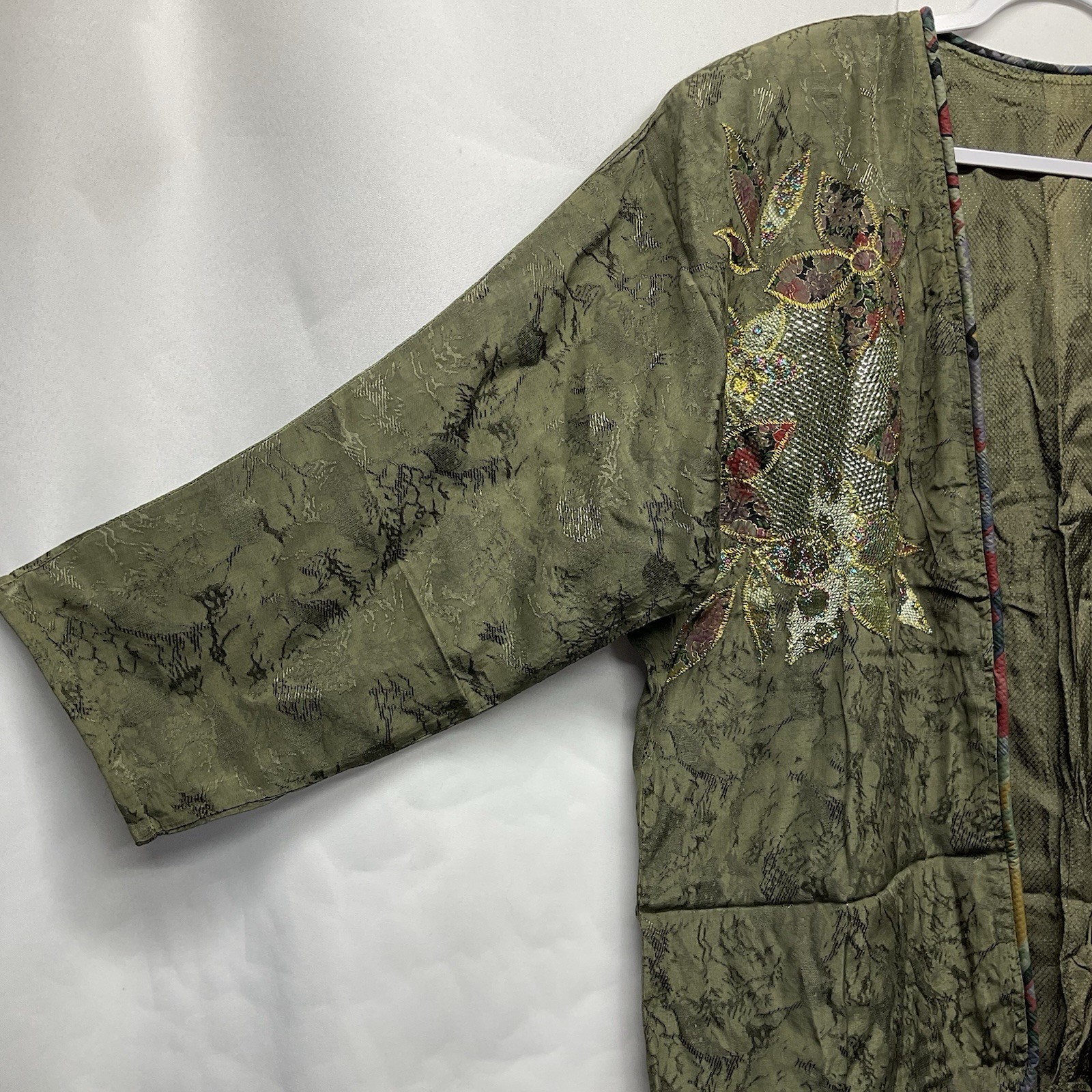 VTG Unbranded Women’s Rayon Kimono Cardigan Size Large Made In Korea Embroidered