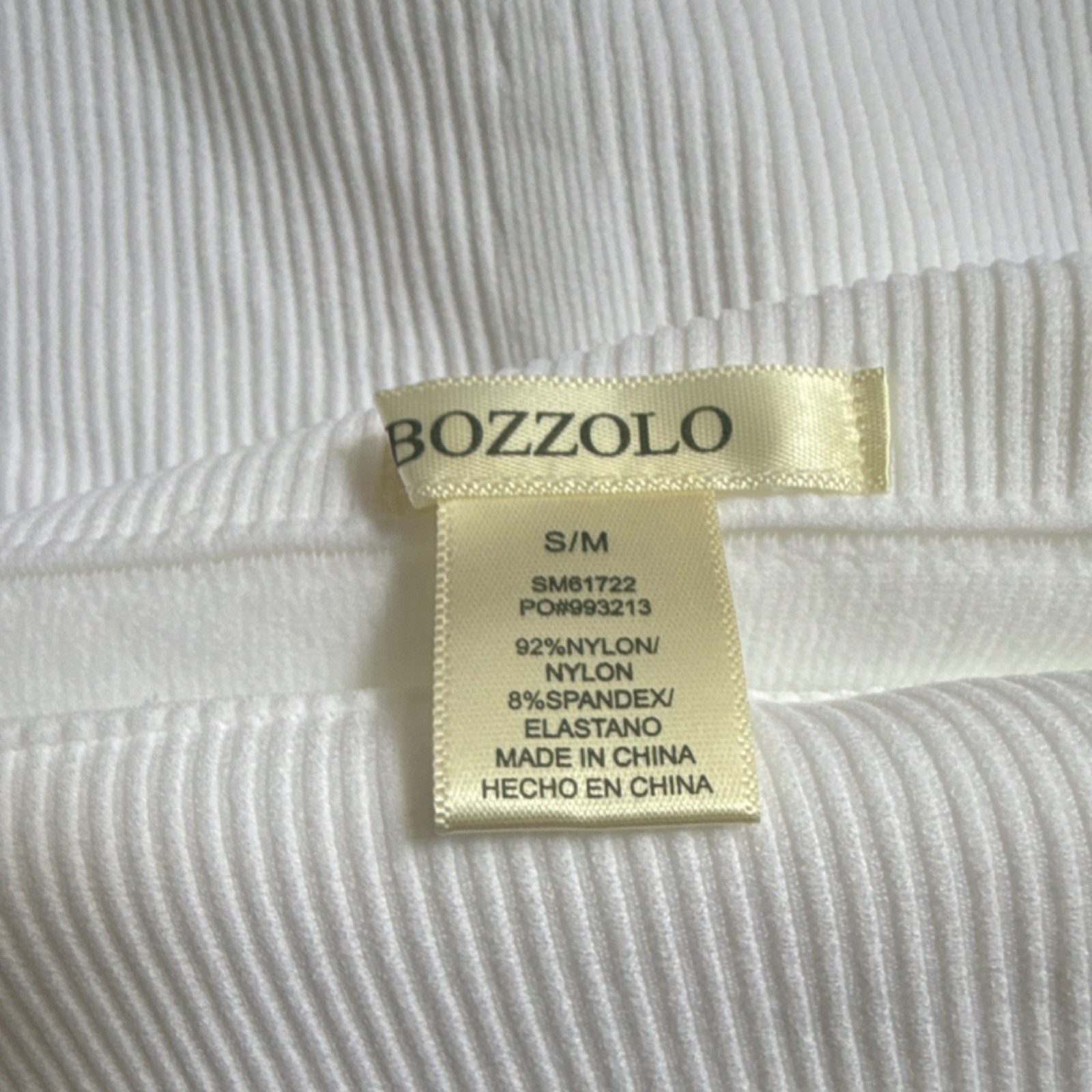 BOZZOLO White Ribbed Knit Sleeveless Camisole Tank Top S/M 92% Nylon Spandex