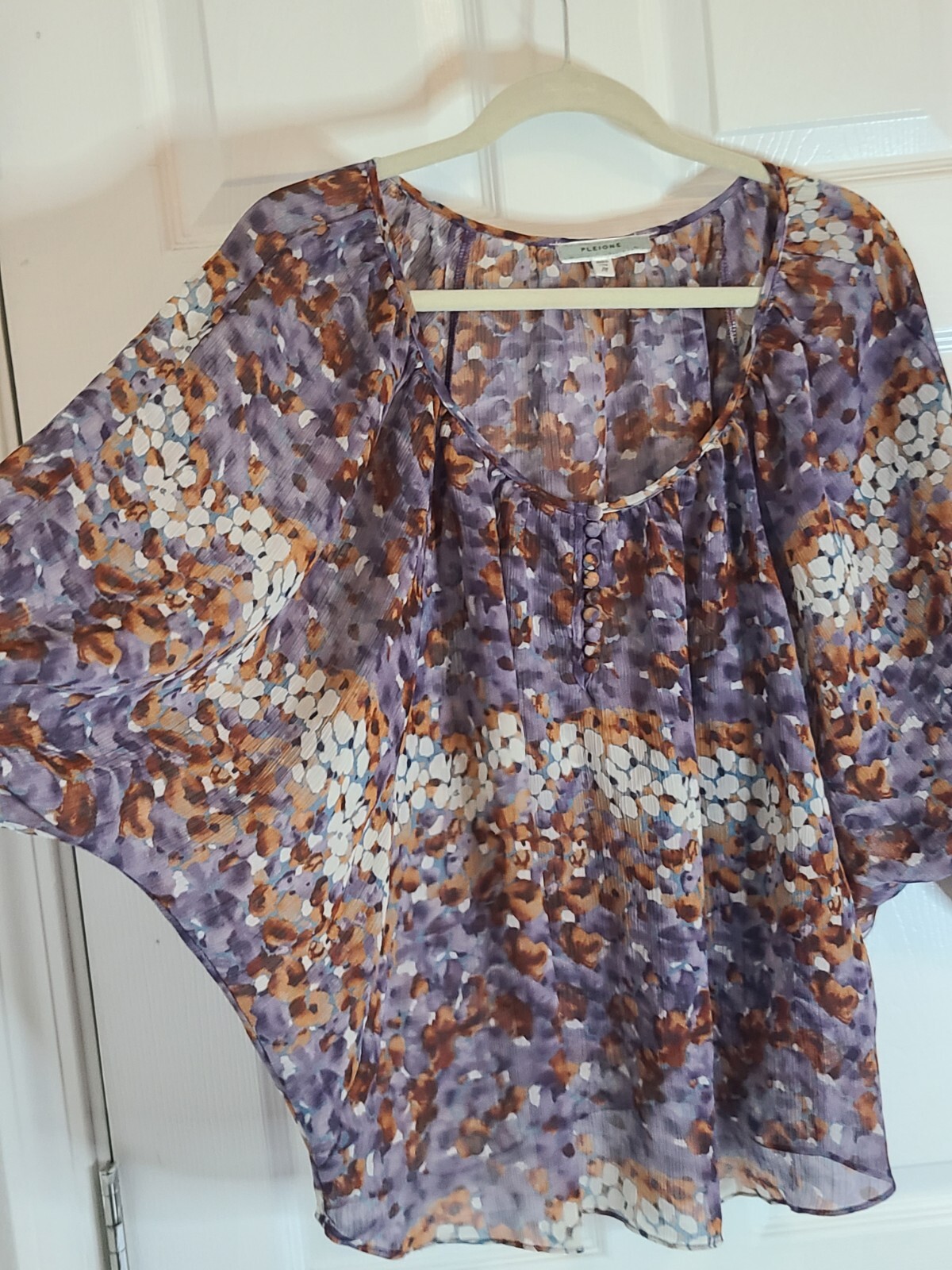 Pleione Women’s Medium Mandala Floral 3/4 Sleeve Blouse Top NWOT