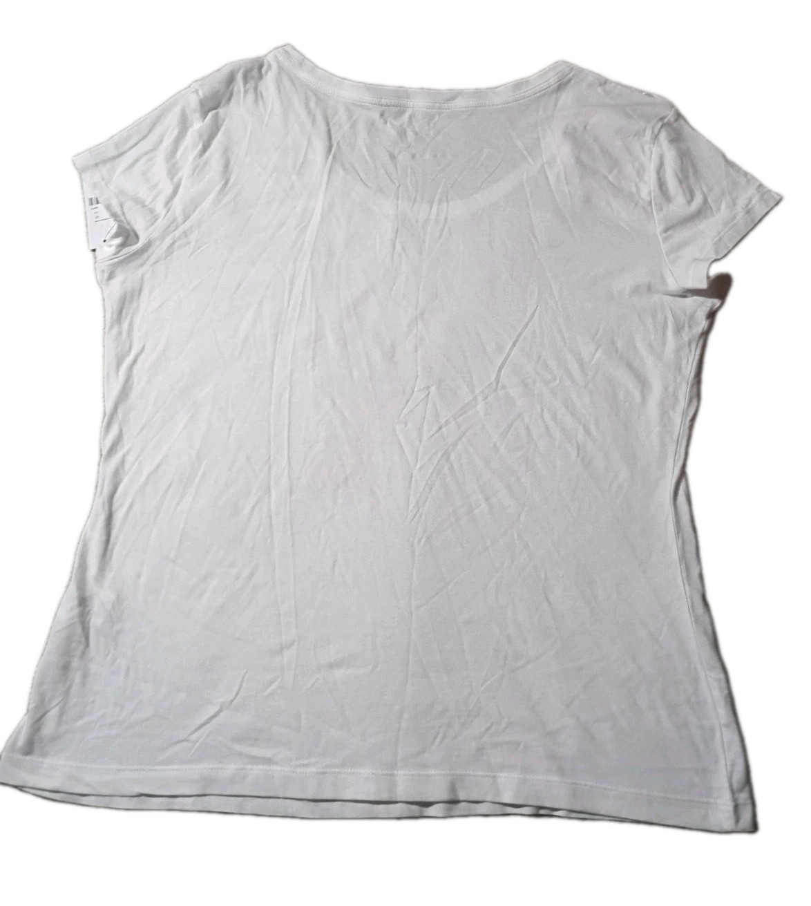 New York & Co Women XL T-Shirt NWT White Pink Silver Metallic Foil Palm Leaf