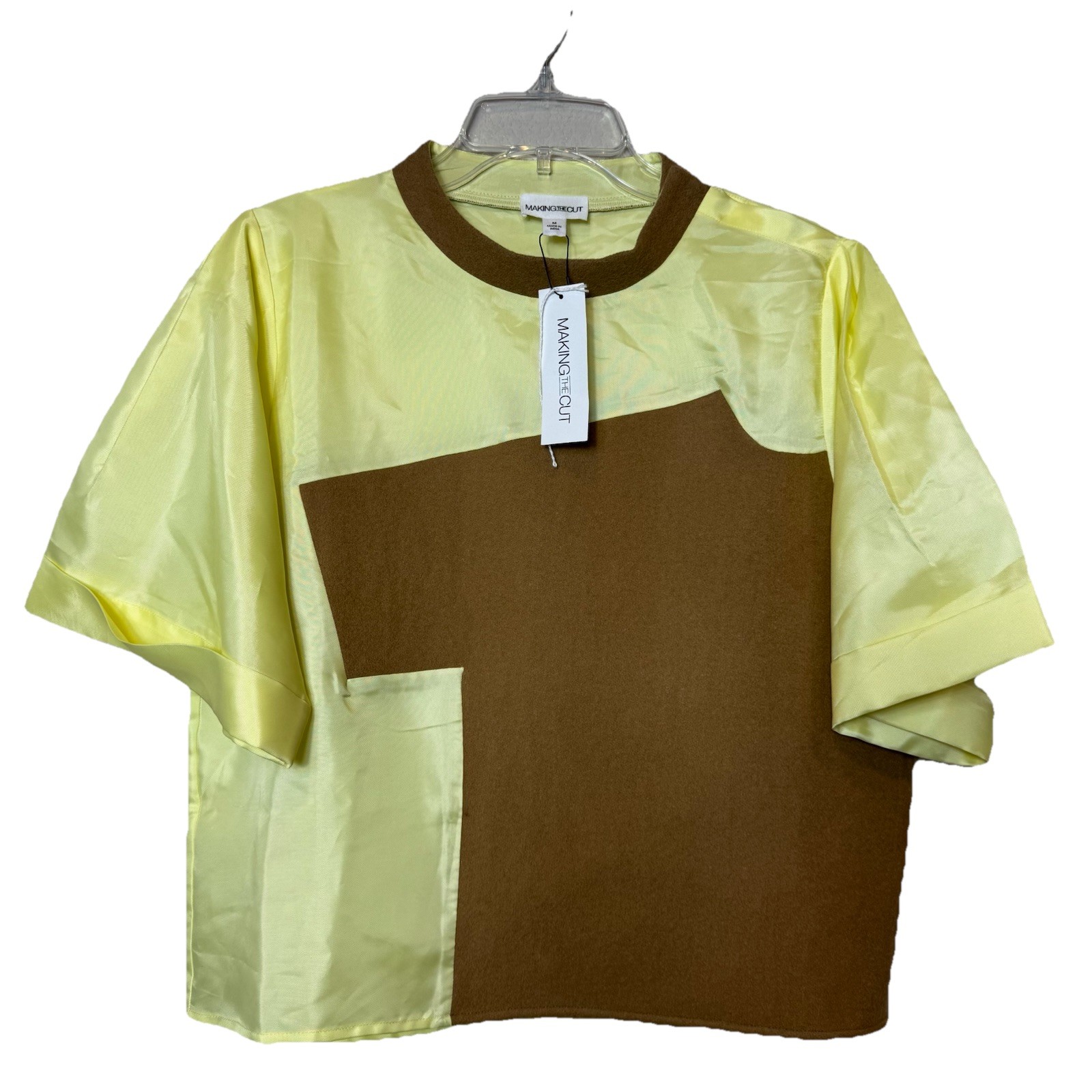 Limited Edition Making The Cut Wool Nylon Short Sleeve Top Yellow Brown Size M