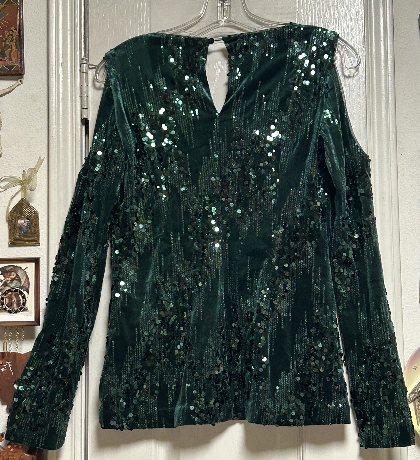Gorgeous Jewel Tone Green Velvet & Sequined ALEXIA ADMOR xs Top BNWT