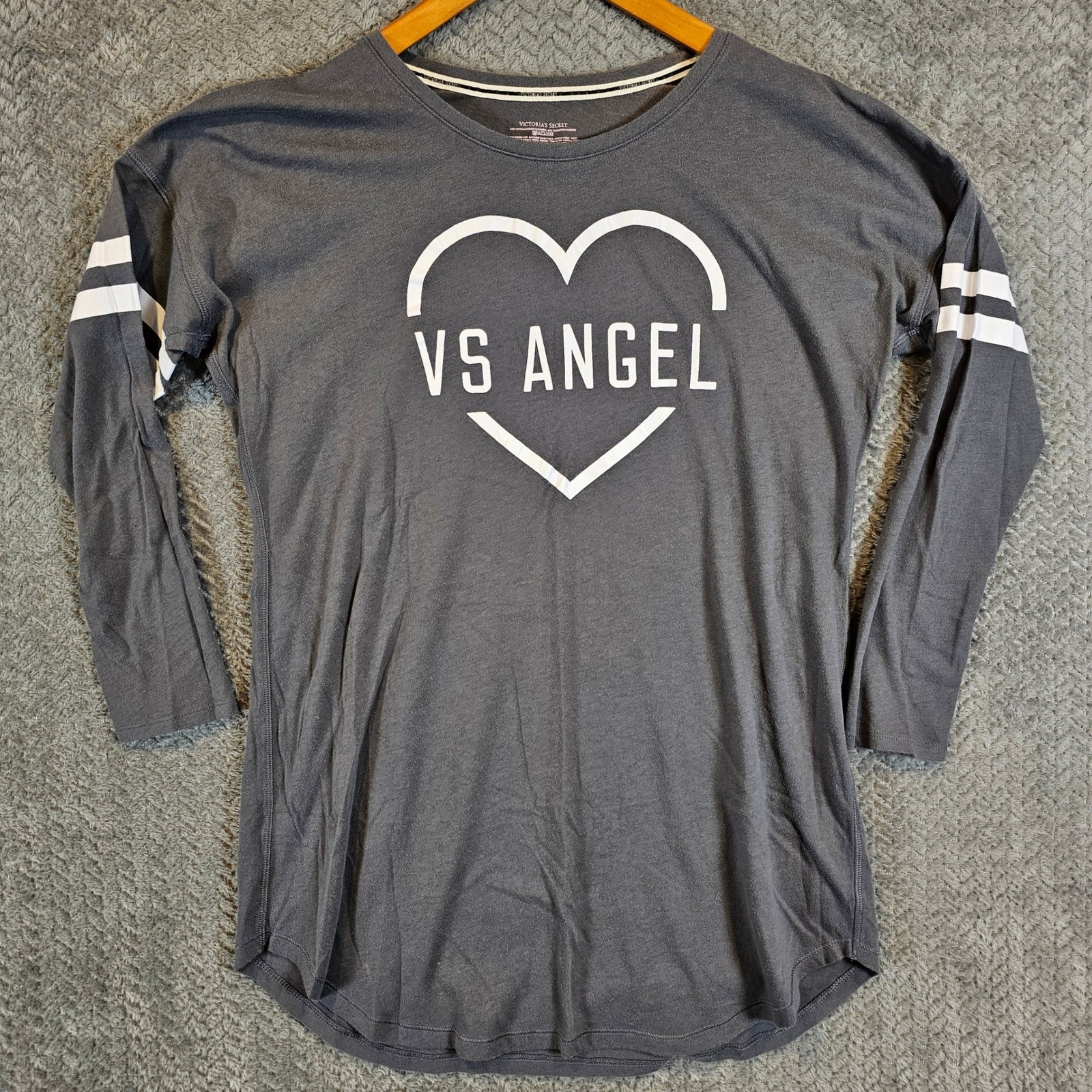Victoria’s Secret VS Angel Gray Heart Graphic Long Sleeve Tunic Top Medium