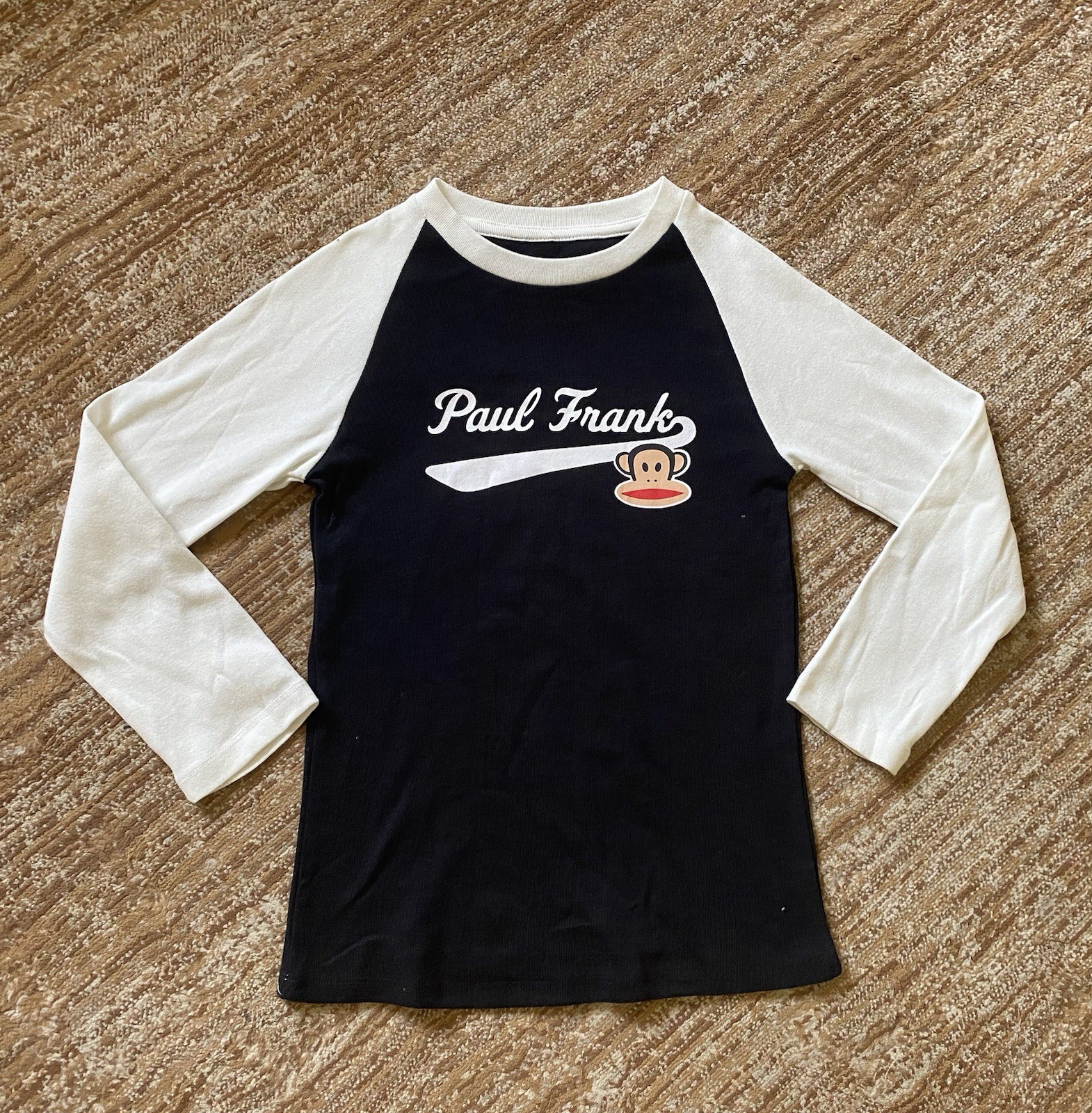 NWOT Paul Frank Raglan Baseball Tee Small Black/White Y2k Indie Sleaze McBling