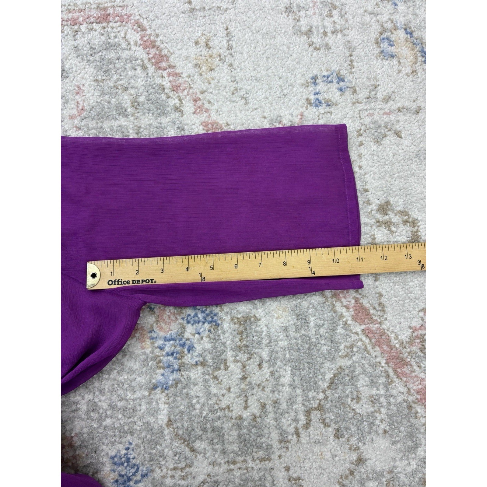Denim 24/7 Purple Sheer Embroidered Sequin Asymmetric Tunic Blouse Top 16W 2PC