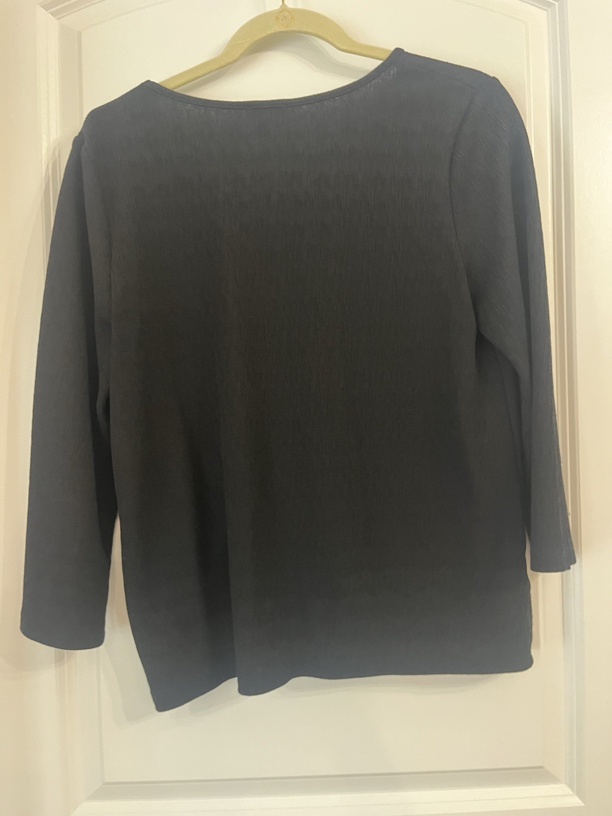 Ann Taylor Factory Black V-Neck Twist-Hem 3/4 Long Sleeve Top Womens Medium