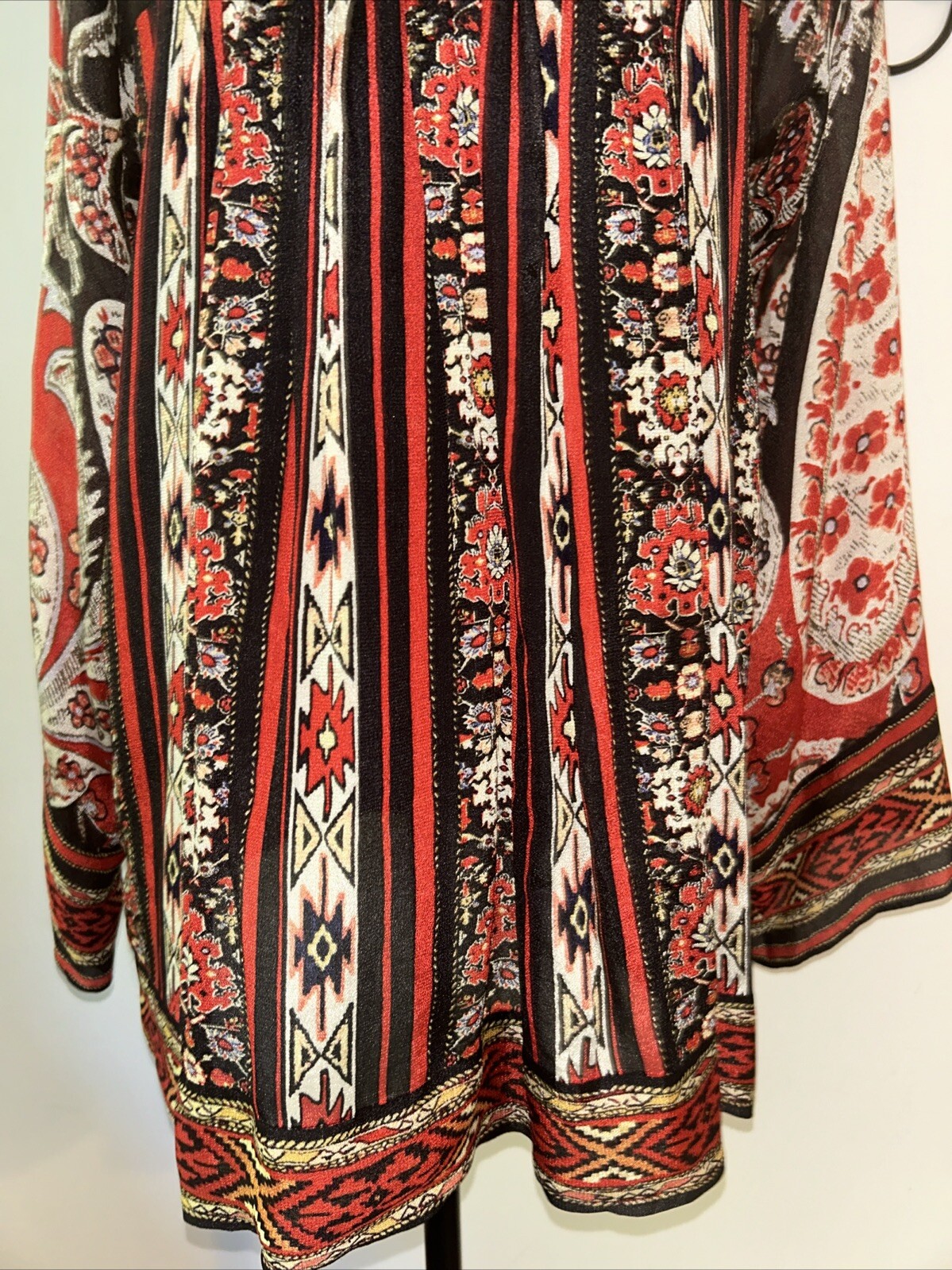 Isabel Marant Etoile Top Tucson Black/Red Paisley Print Crepe Blouse Sz M