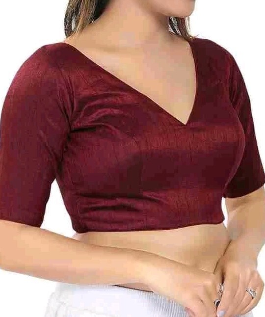 Designer Banarsi silk V Neck Back open party wear /House wear Saree Blouse