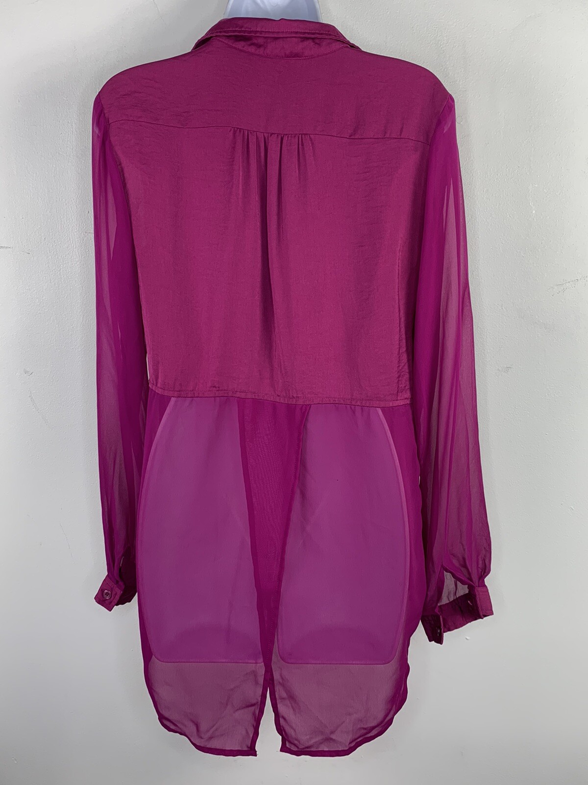 Free People Top sz S Purple Pink Sheer Modern Femme Boho Minimalist Designer