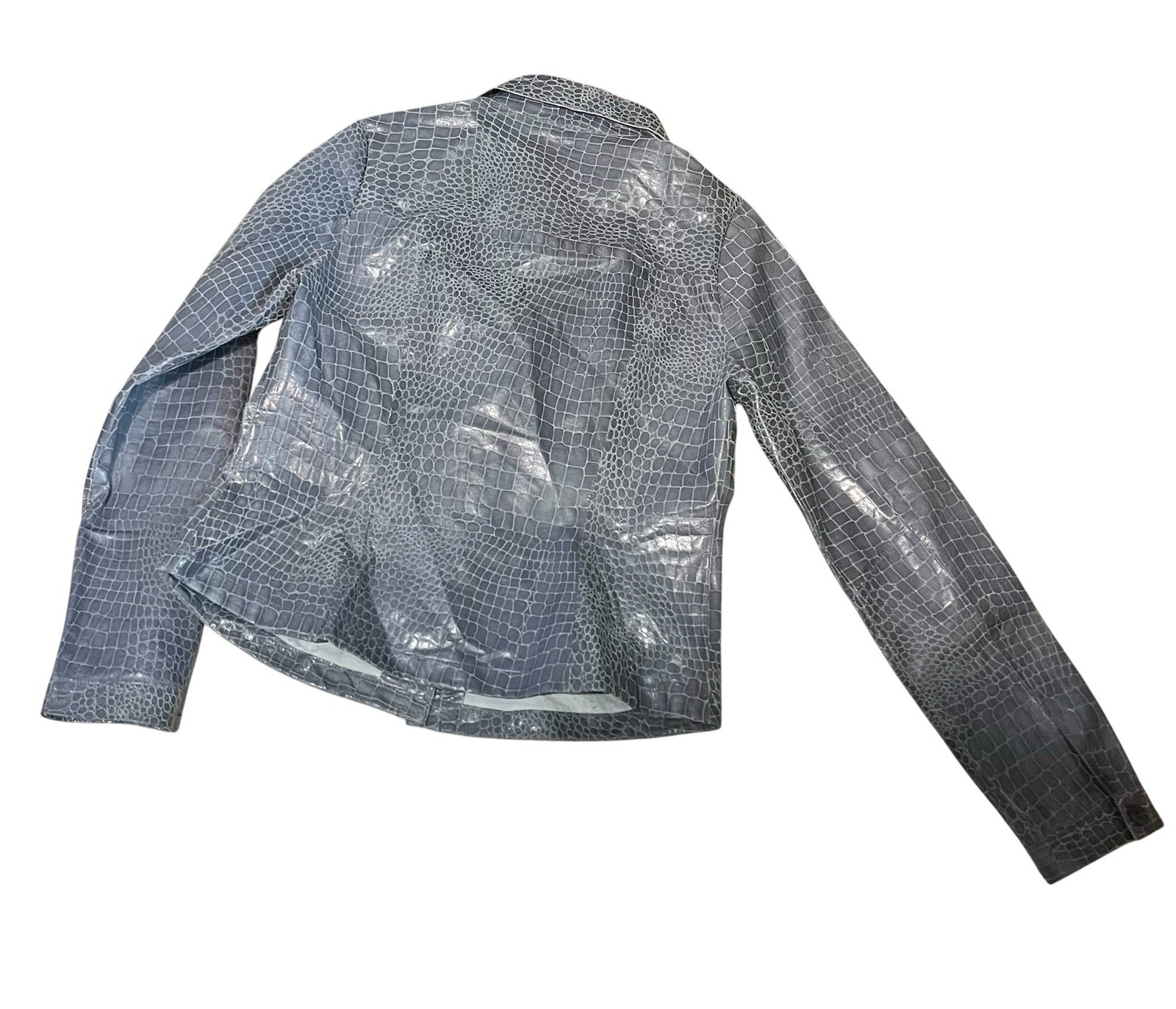 In Suede Gray Embossed Leather Shirt Medium