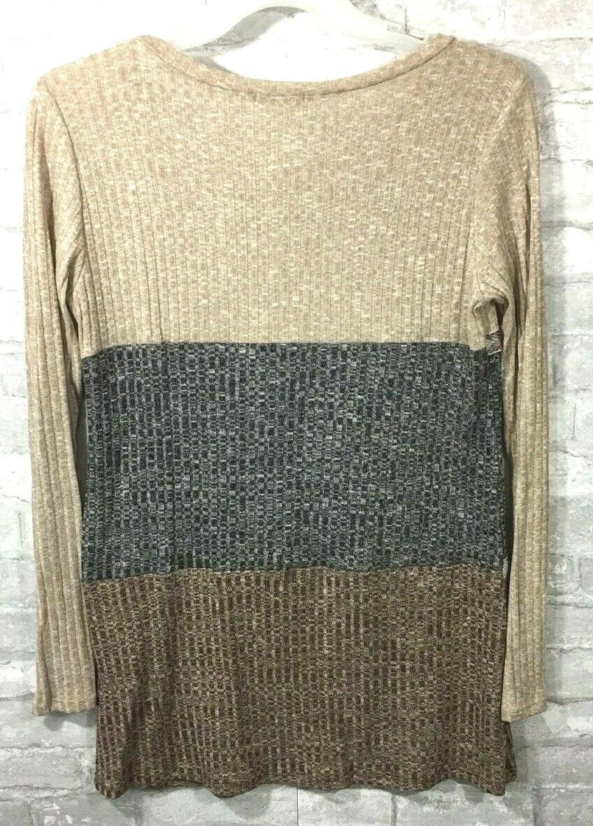 Flamingo Urban Tunic Top Southwest Pattern Brown Gray Sz Medium Long Sleeve New